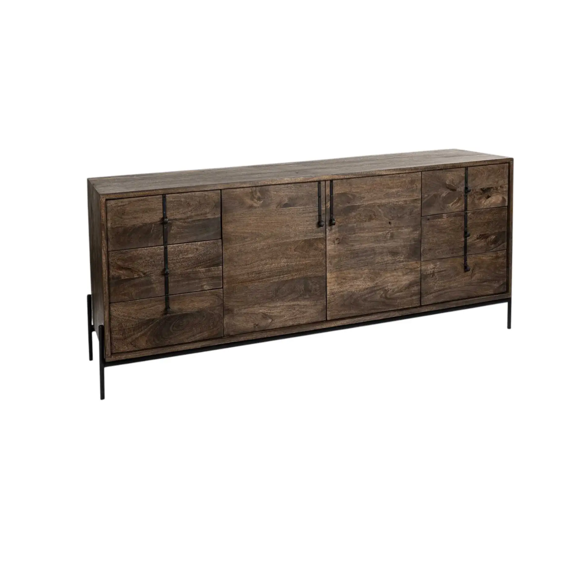 Brown Solid Wood Sideboard With 6 Drawers And 2 Cabinet Doors - Image 2
