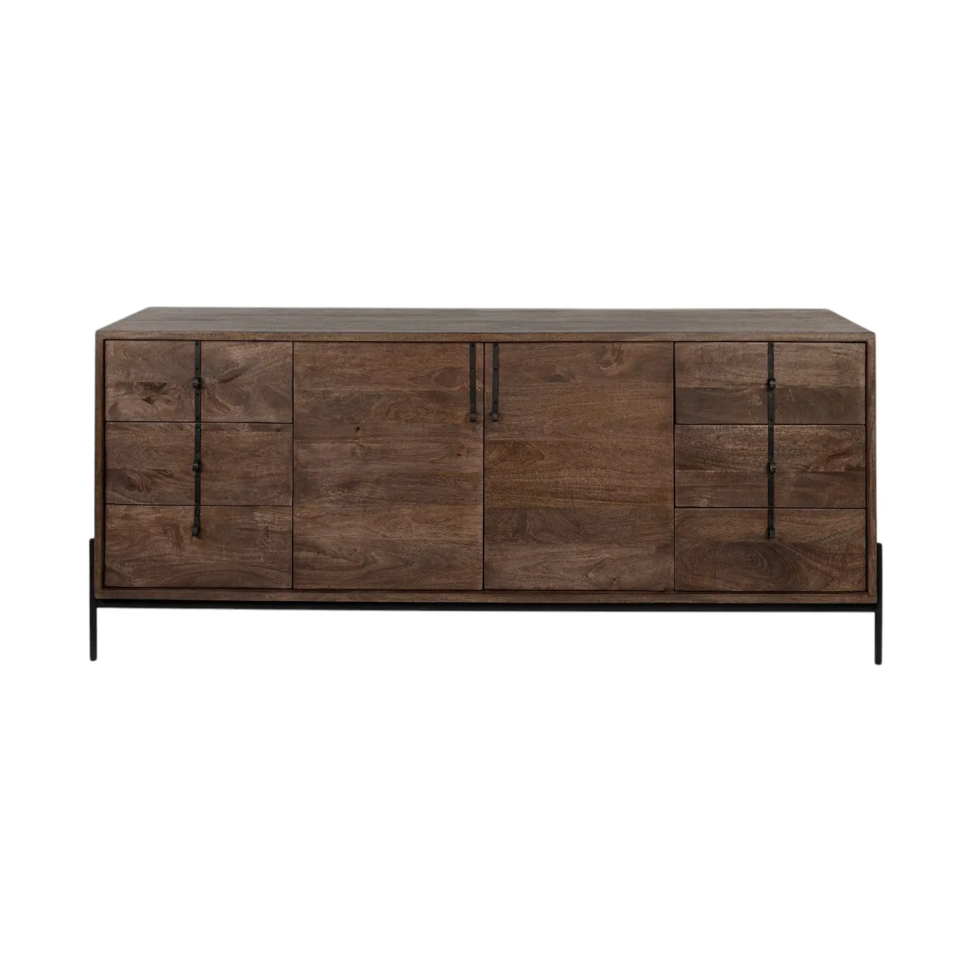 Brown Solid Wood Sideboard With 6 Drawers And 2 Cabinet Doors - Image 3