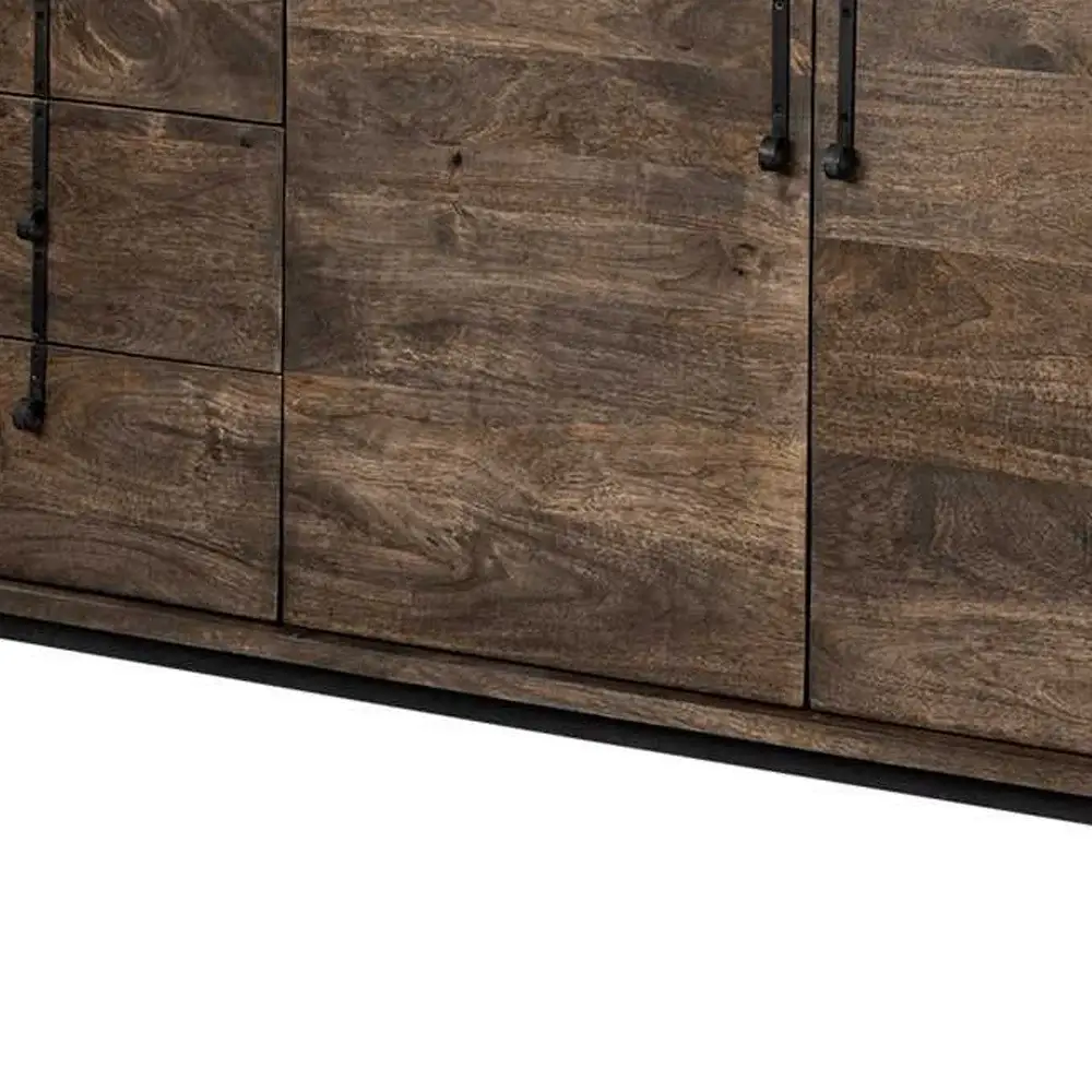 Brown Solid Wood Sideboard With 6 Drawers And 2 Cabinet Doors - Image 8