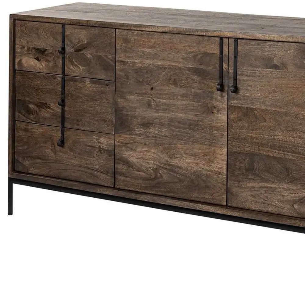 Brown Solid Wood Sideboard With 6 Drawers And 2 Cabinet Doors - Image 9
