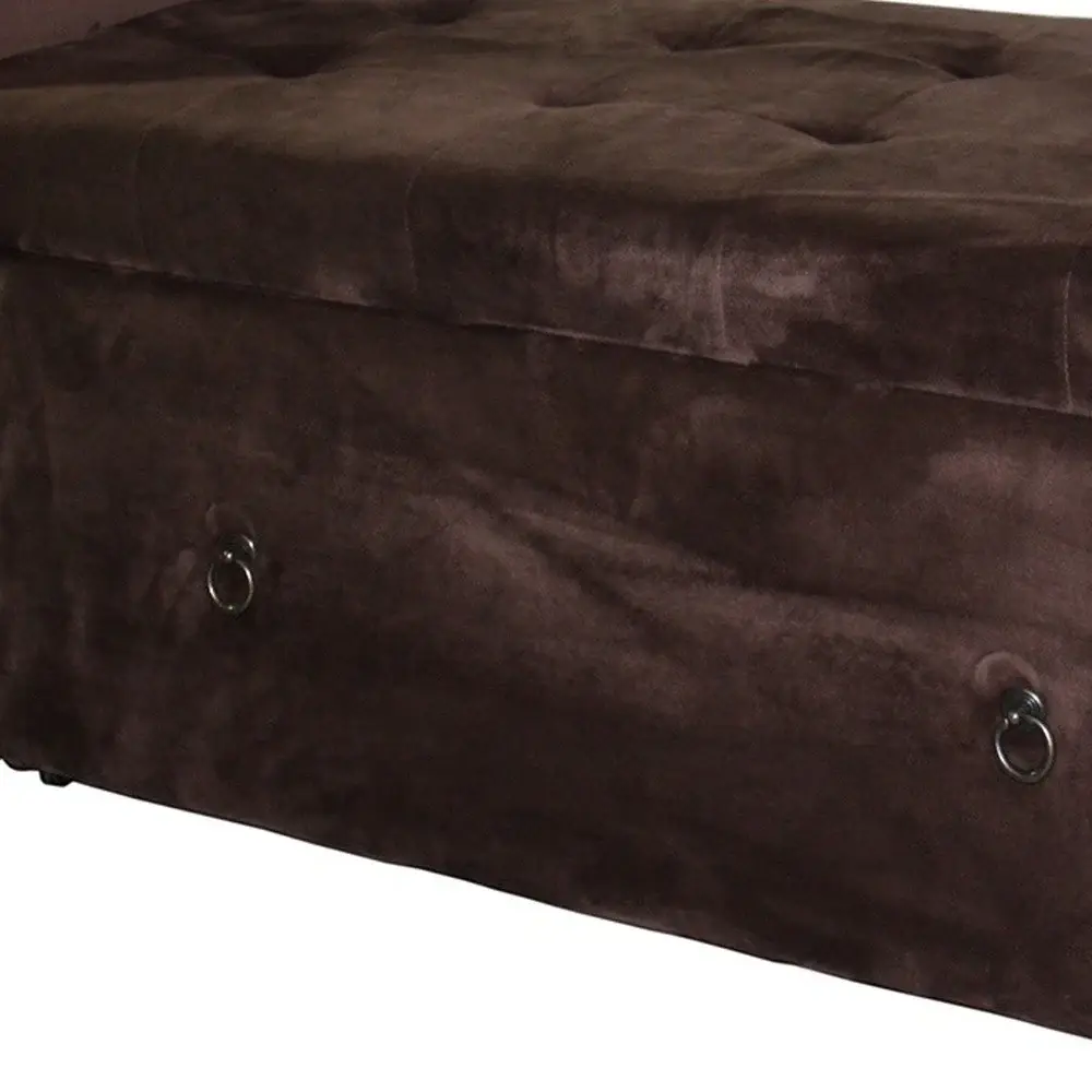 Brown Suede Shoe Storage Bench with Drawer - Image 5
