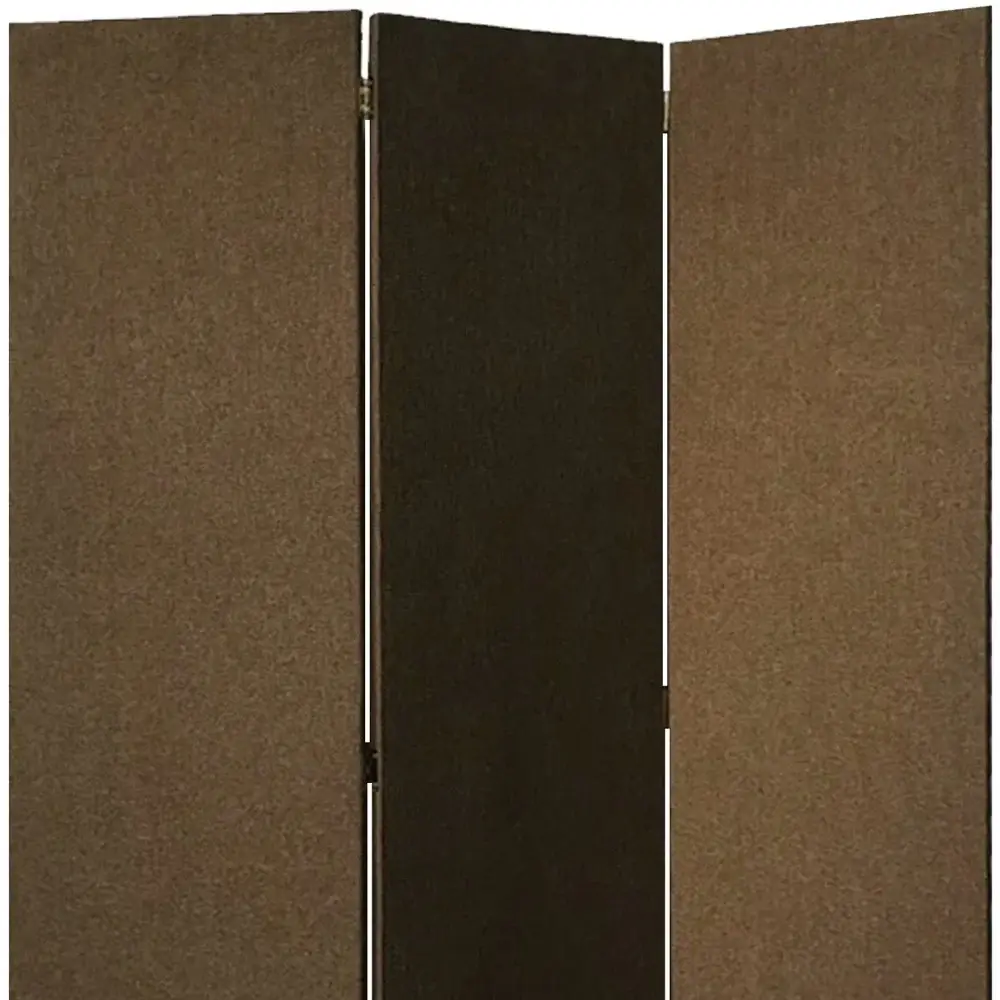 Brown Upholstered 3 Panel Room Divider Screen - Image 3