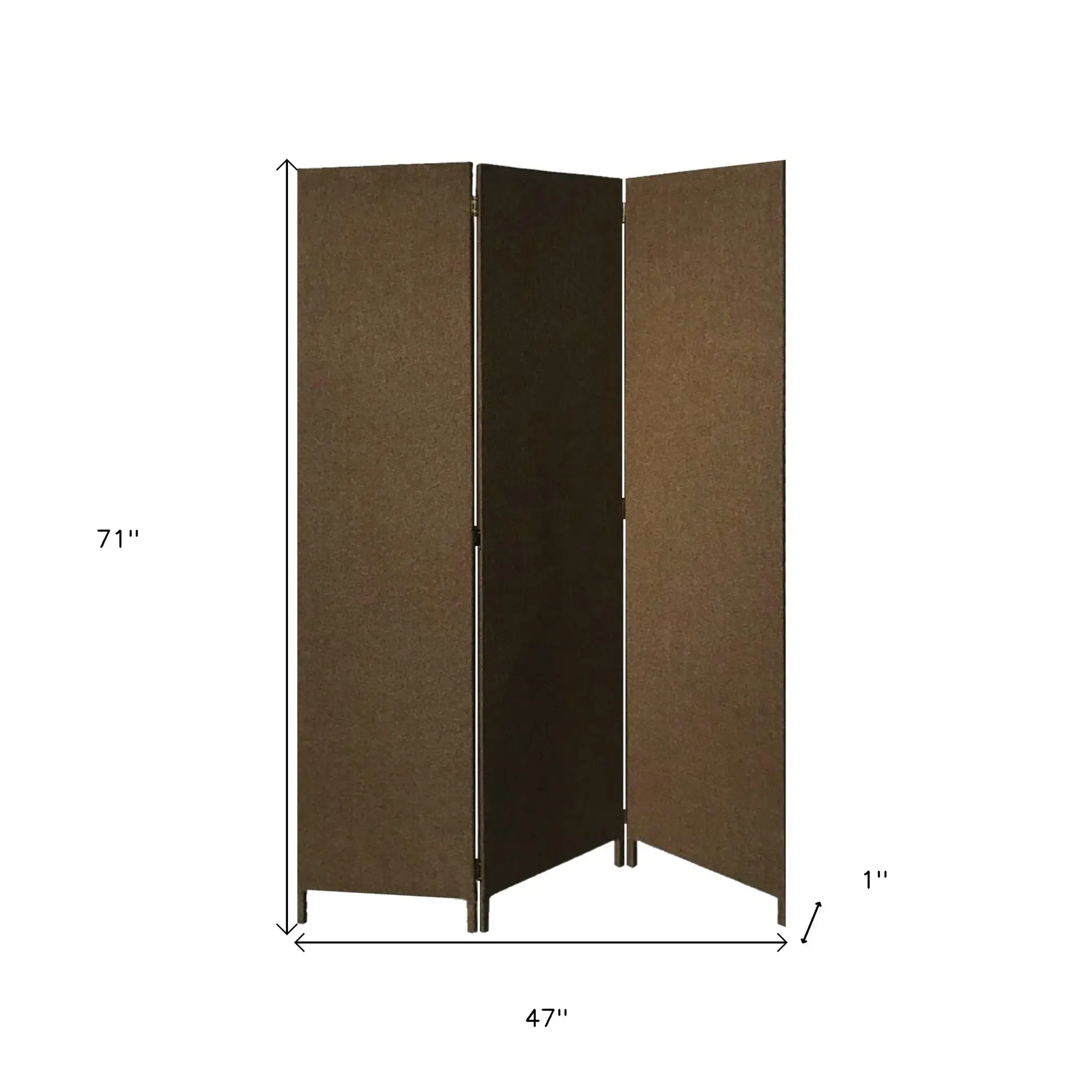 Brown Upholstered 3 Panel Room Divider Screen - Image 7