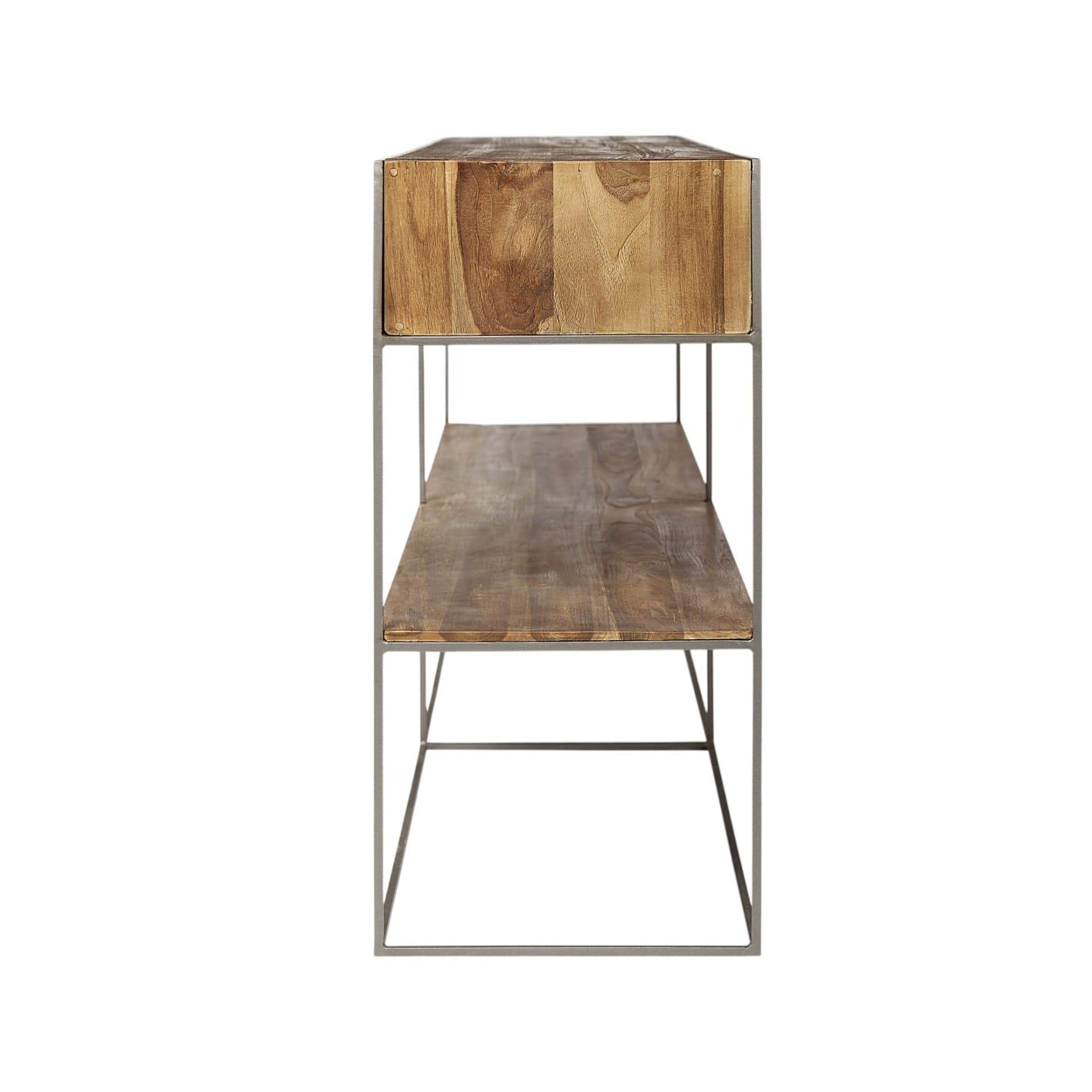 Brown Wood And Silver Metal Frame With 2 Drawer And Sideboard - Image 5