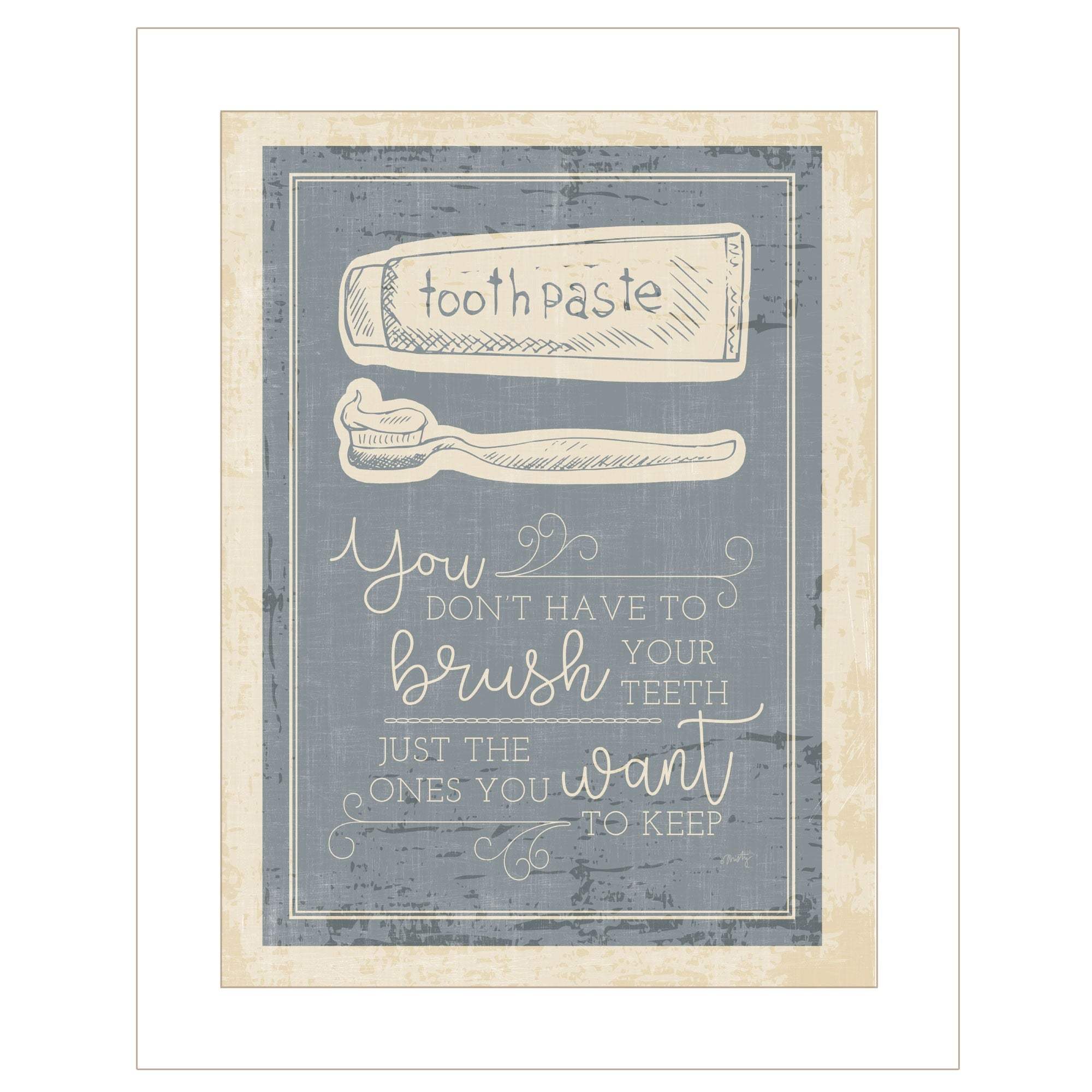Brush Teeth 1 White Framed Print Wall Art - Image 2