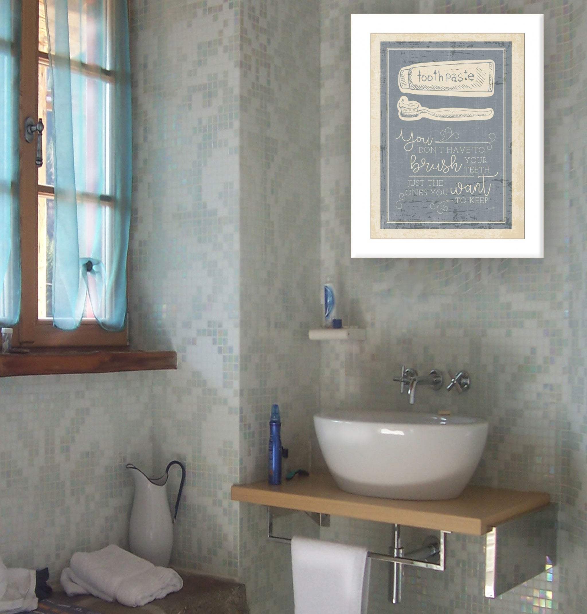 Brush Teeth 1 White Framed Print Wall Art - Image 4