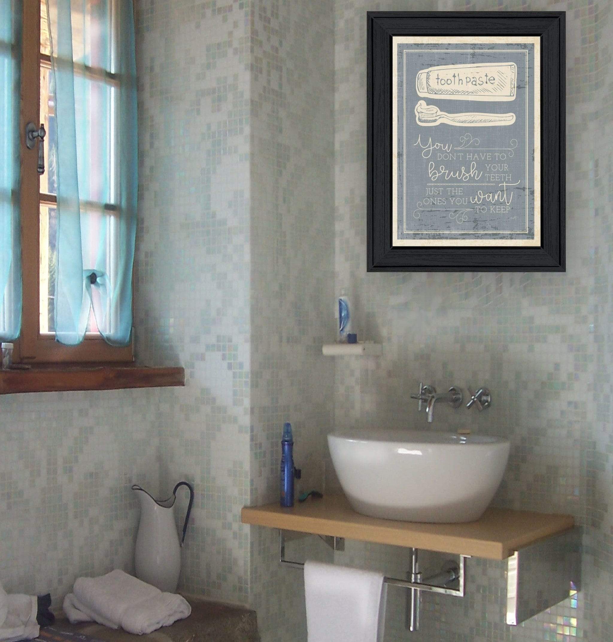 Brush Teeth 3 Black Framed Print Wall Art - Image 4
