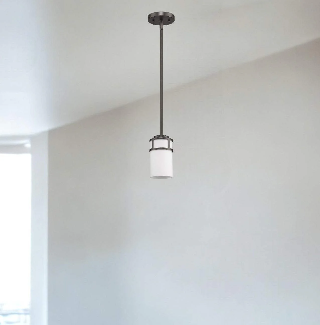 Brushed Bronze Minimalist Cylindrical Hanging Light - Image 2