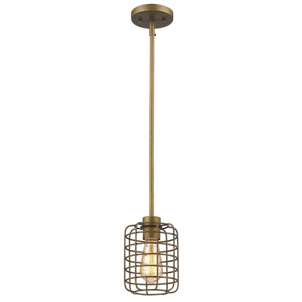 Brushed Gold Metal Cage Hanging Light - Image 3