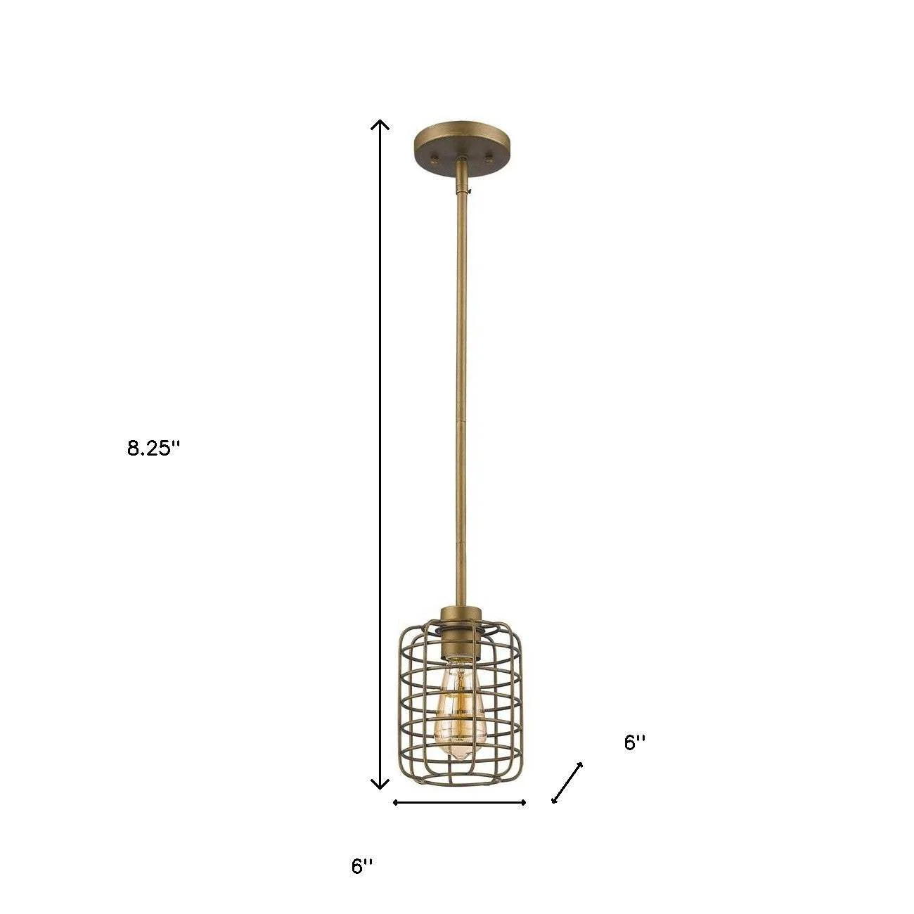 Brushed Gold Metal Cage Hanging Light - Image 5