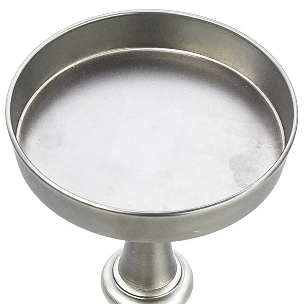 Brushed Silver Finish Drink Size Accent Table - Image 4