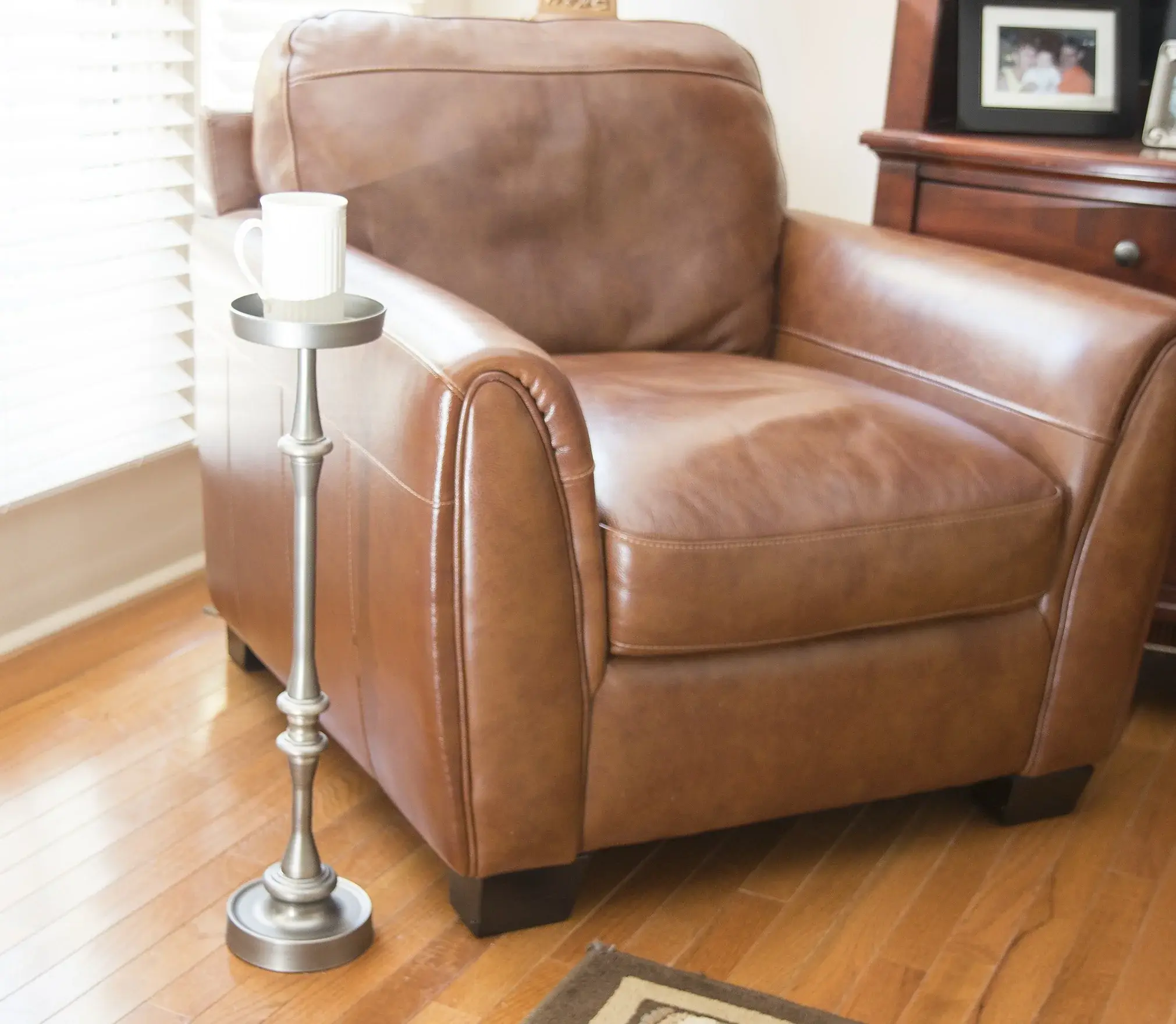 Brushed Silver Finish Drink Size Accent Table - Image 8