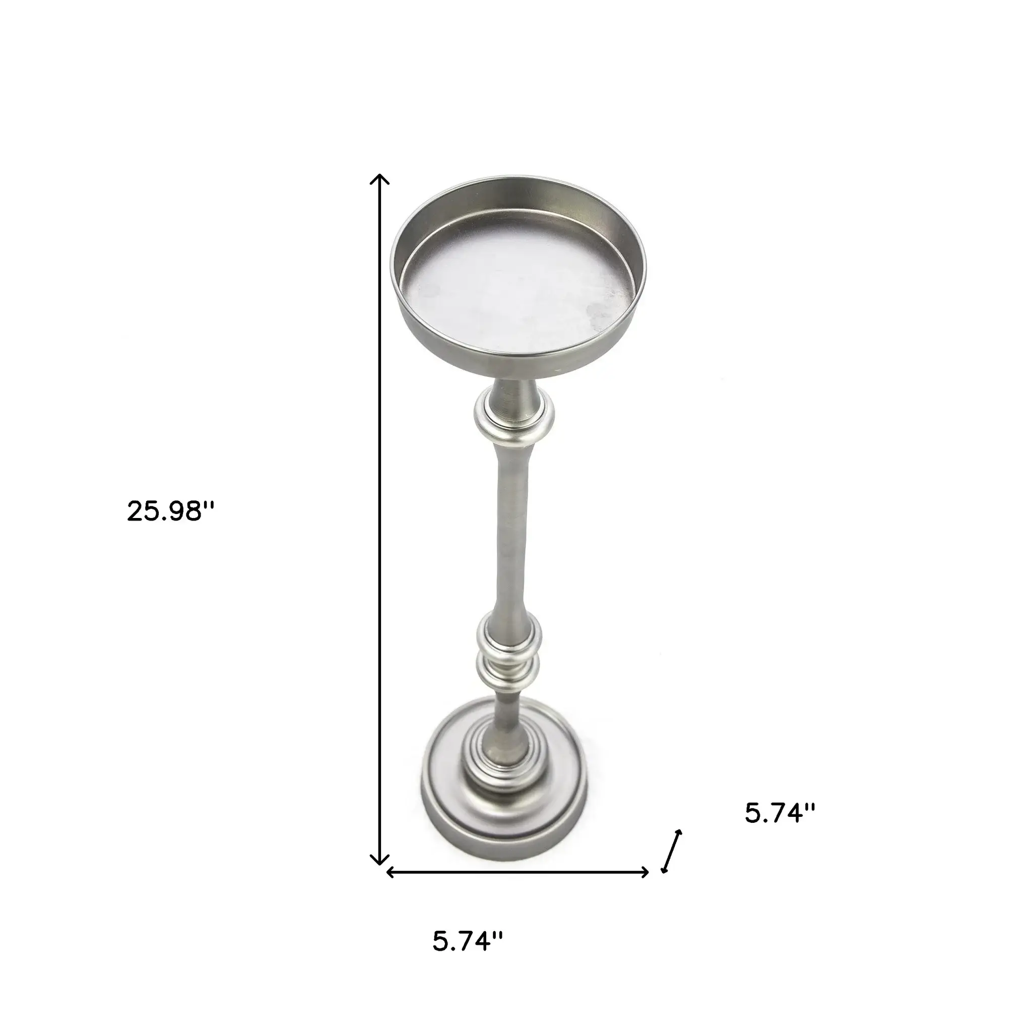 Brushed Silver Finish Drink Size Accent Table - Image 9