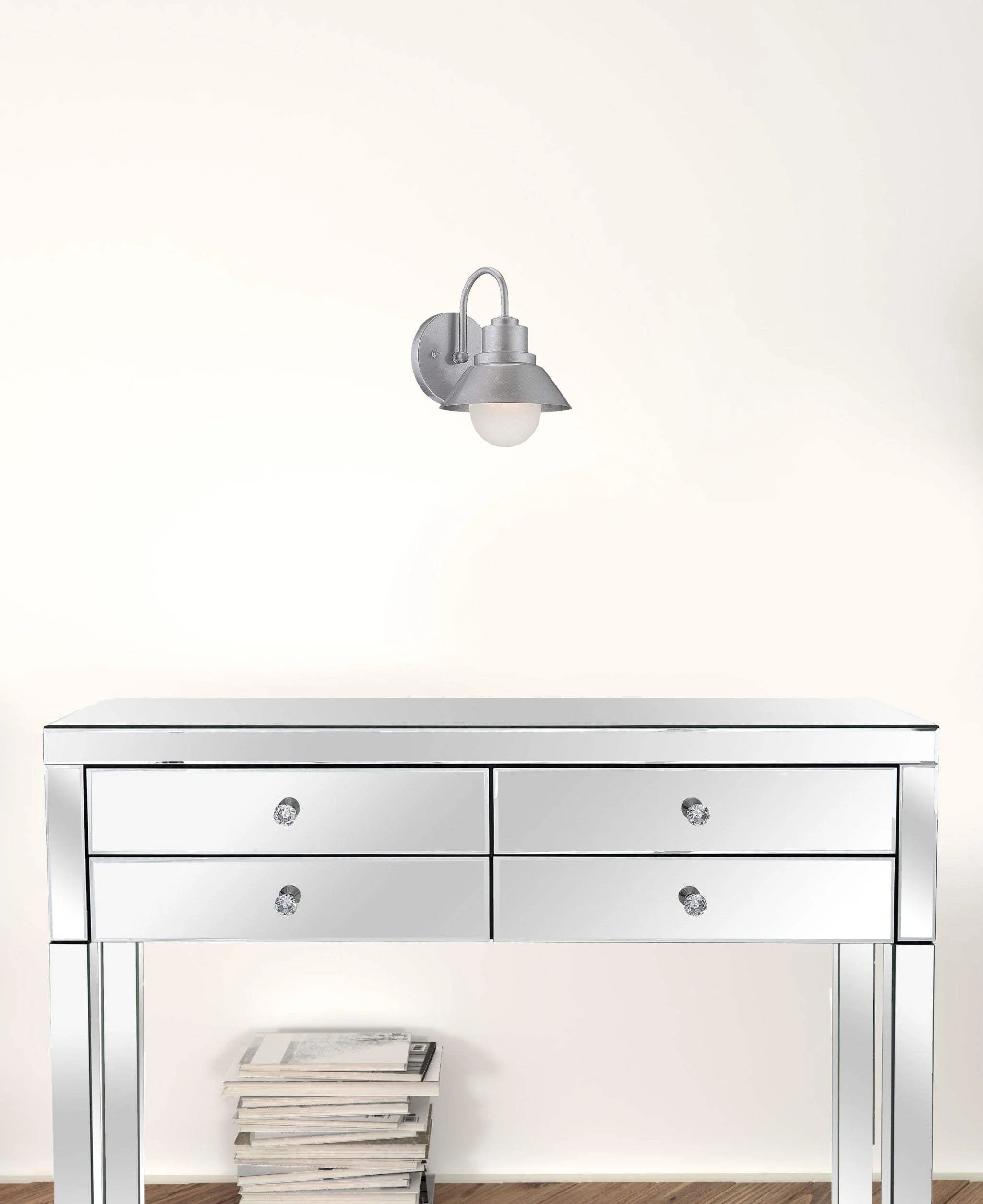 Brushed Silver Lamp Shade Wall Light - Image 2