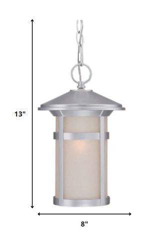 Brushed Silver Round White Glass Hanging Light - Image 6