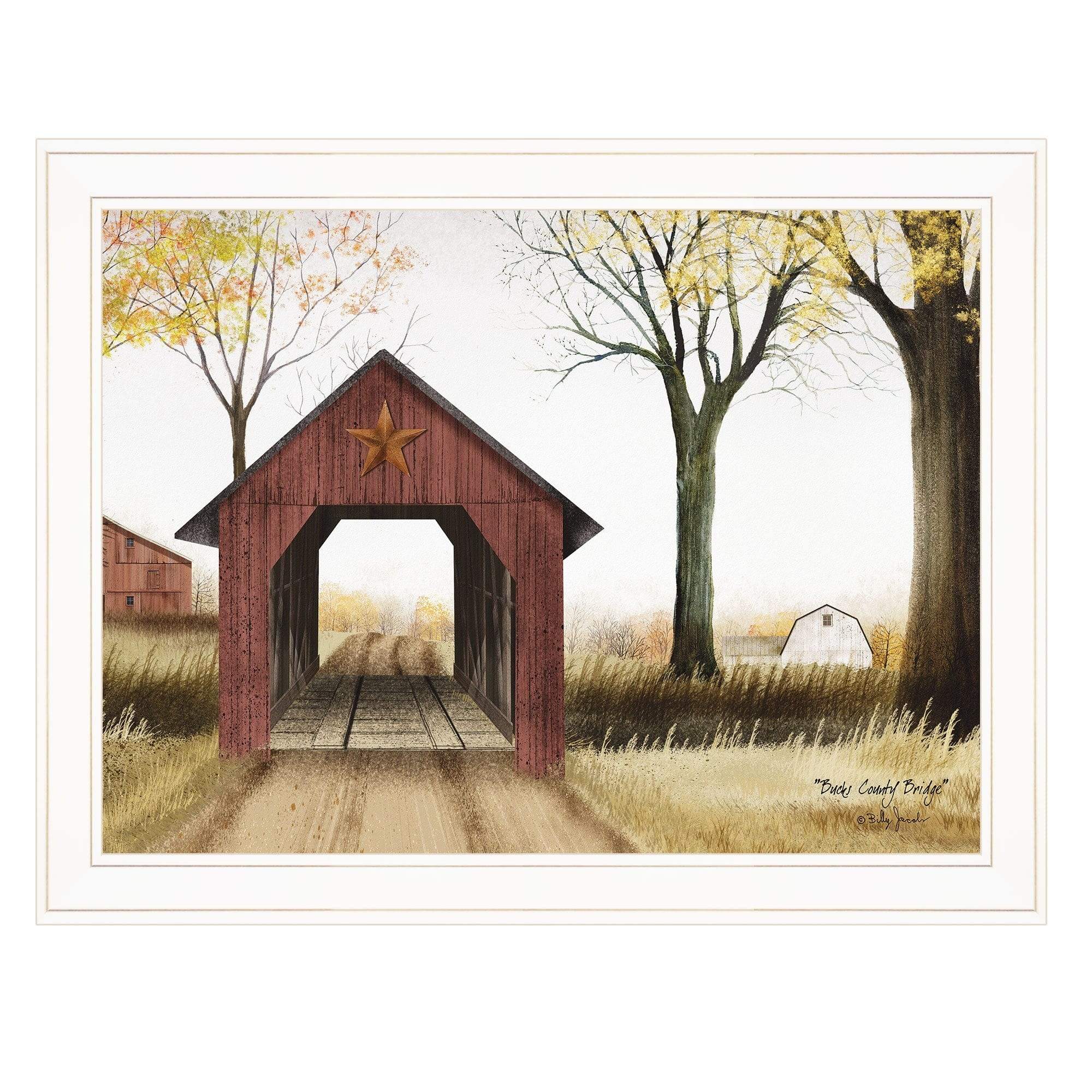 Buck County Bridge 1 White Framed Print Wall Art - Image 2