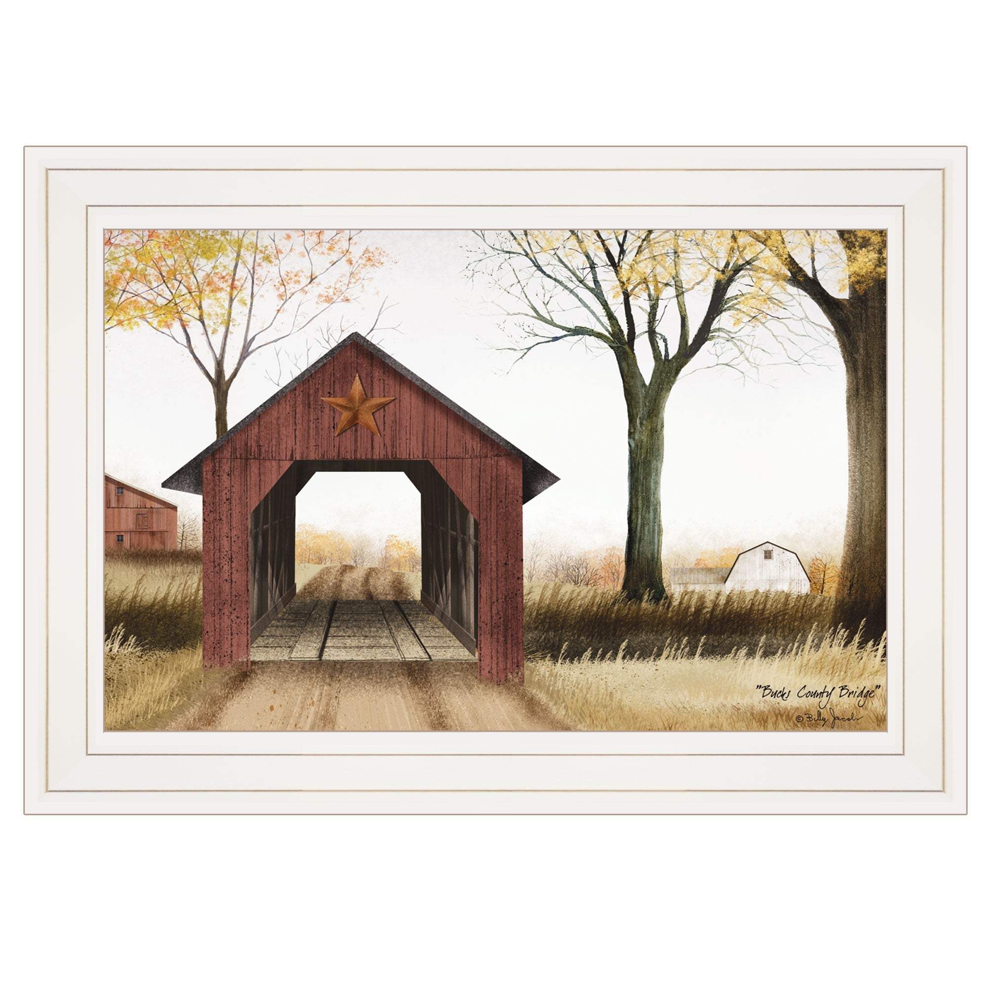 Bucks County Bridge 1 White Framed Print Wall Art - Image 2