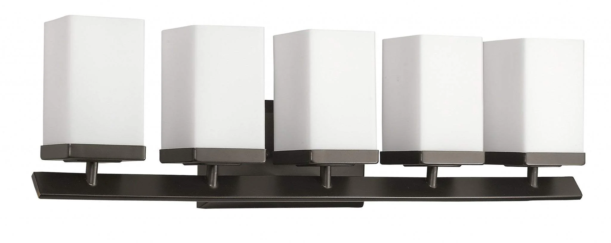 Burgundy 5-Light Oil-Rubbed Bronze Vanity Light With Etched Glass Shades - Image 2