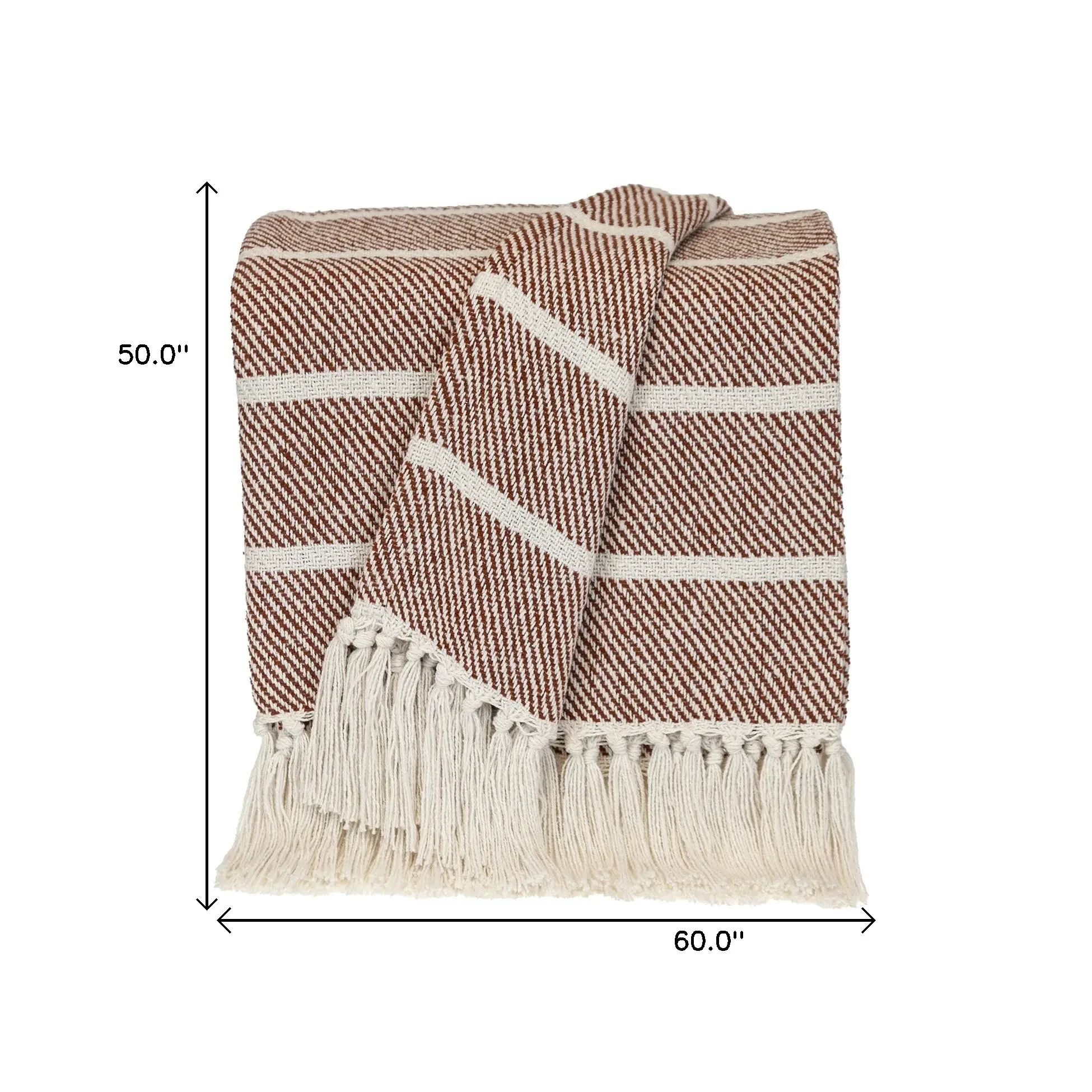 Burnt Orange Woven Cotton Striped Throw Blanket - Image 8