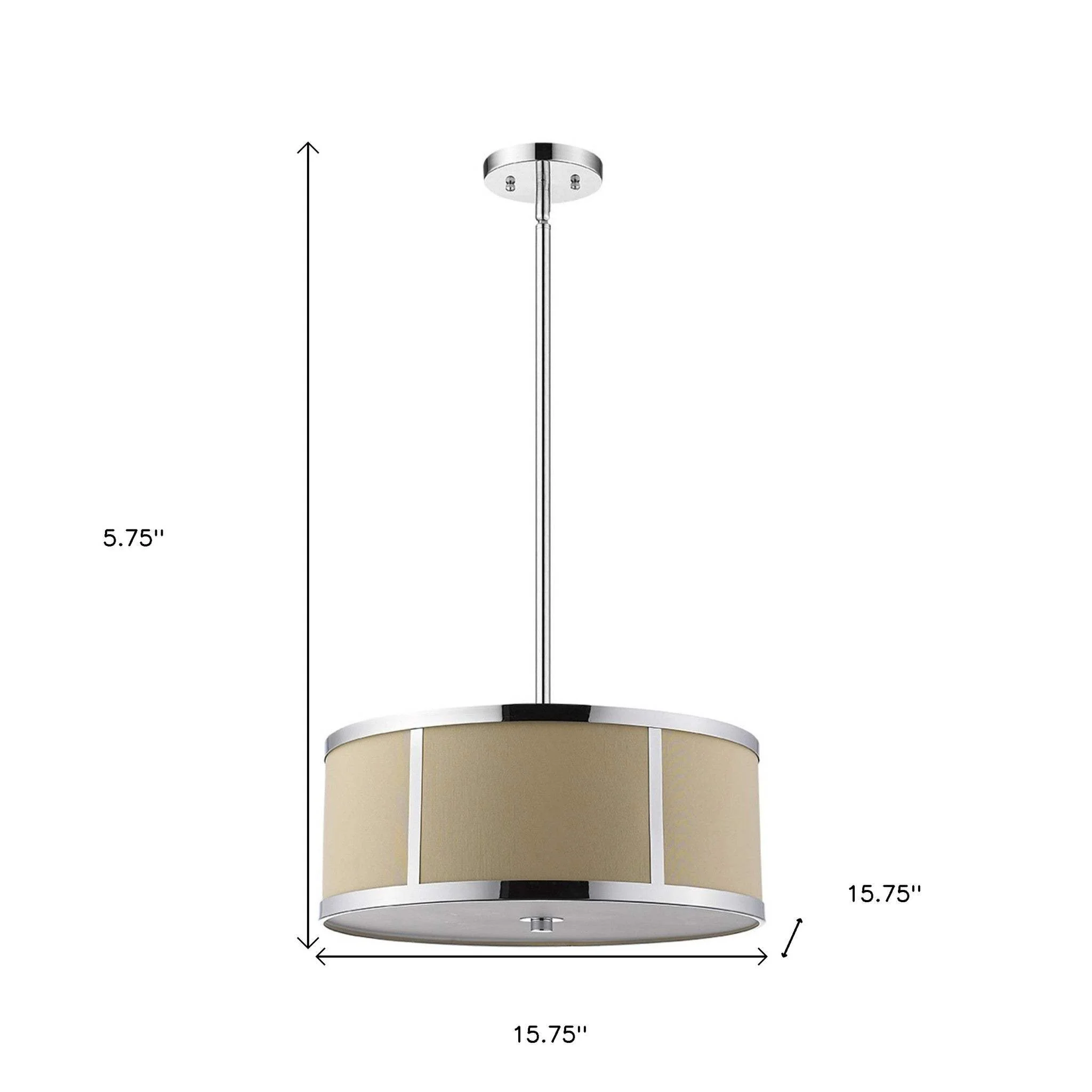 Butler 2-Light Polished Chrome Pendant With Coarse Cream Linen Shade And Opal Acrylic Diffuser - Image 6