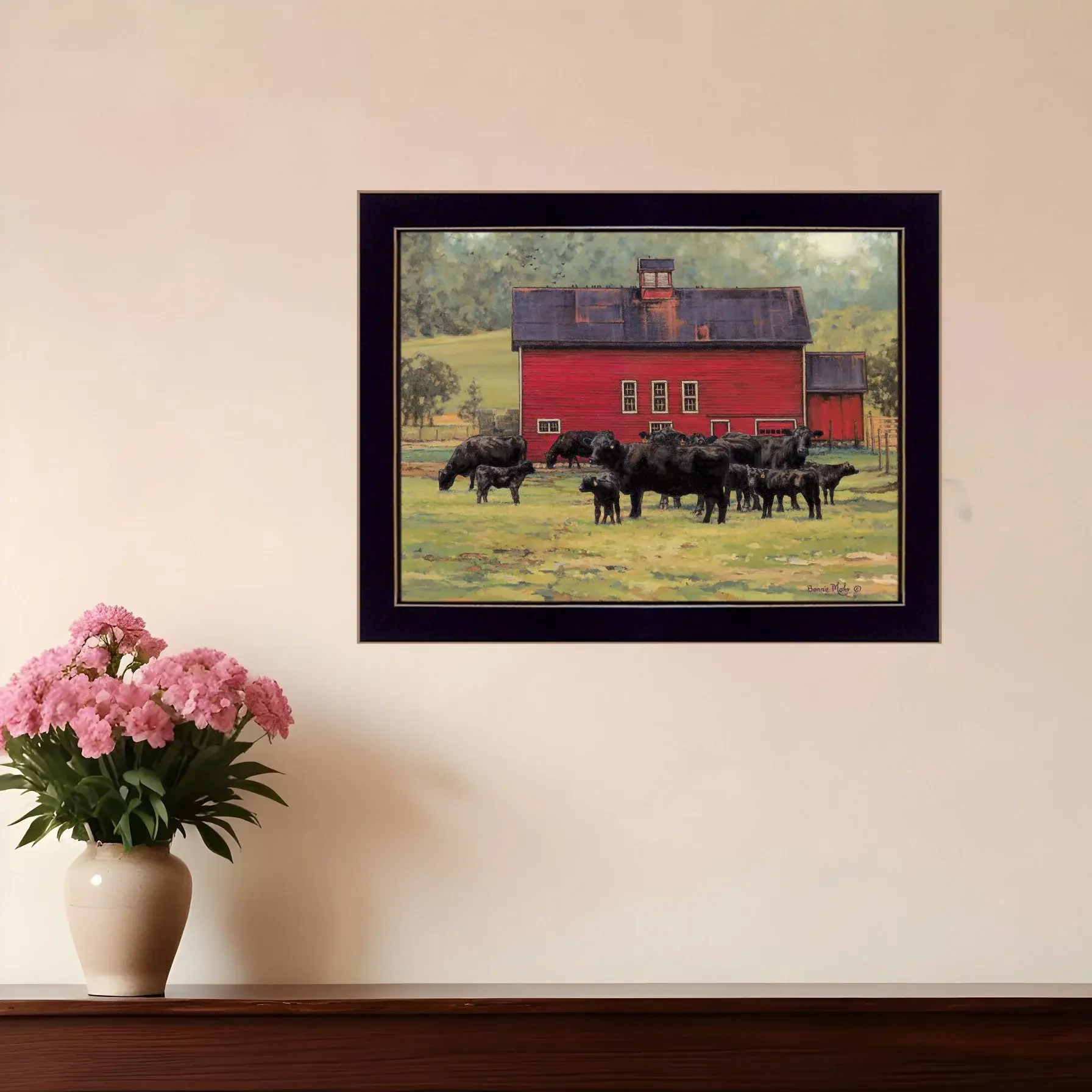 By the Red Barn Black Framed Print Wall Art