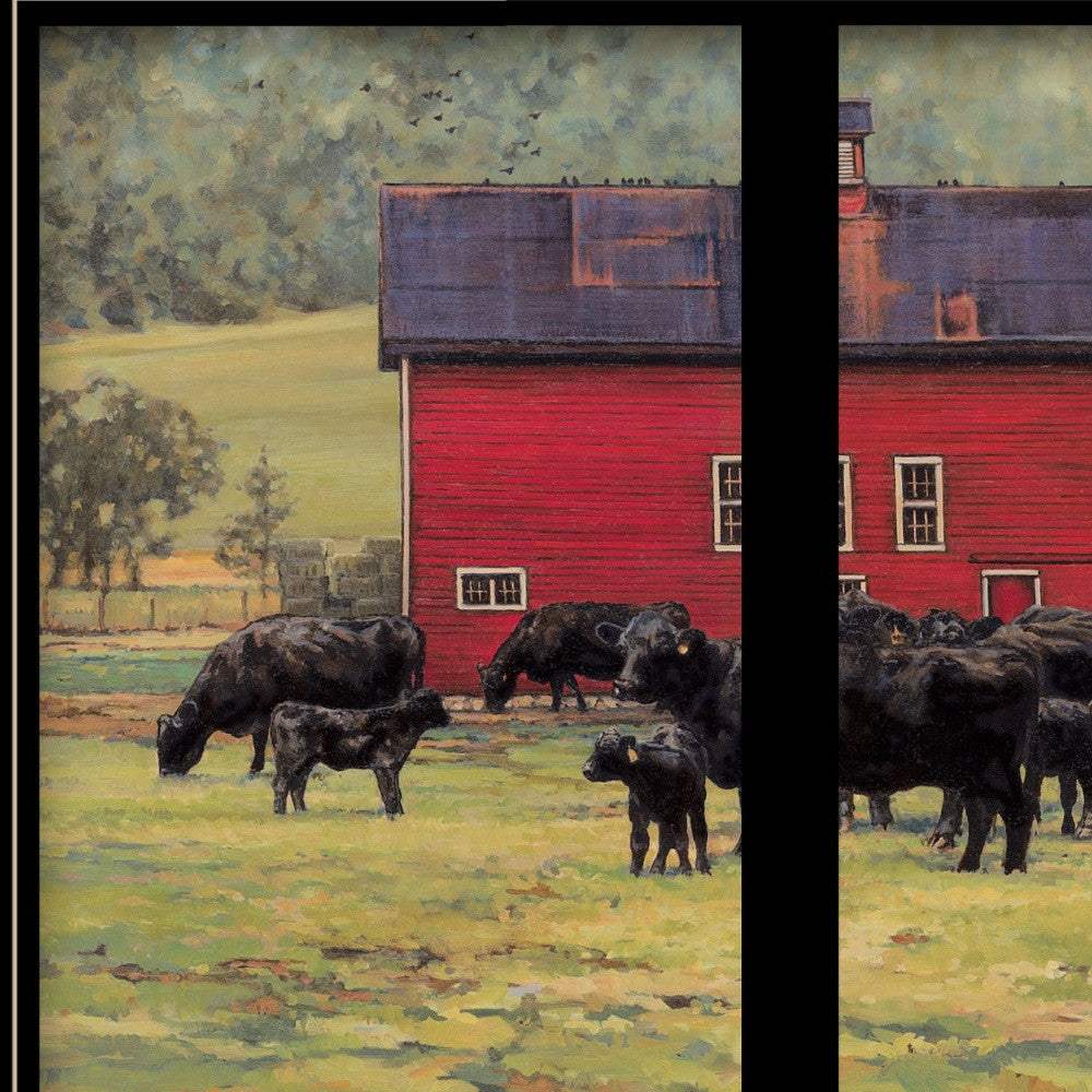 By the Red Barn Herd of Angus 2 Black Framed Print Wall Art - Image 4