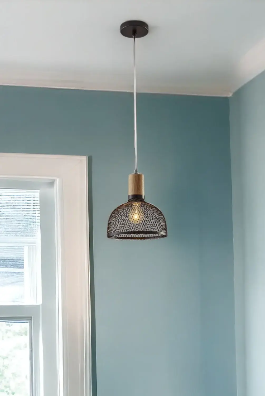 Caged Black Metal Small Ceiling Pendant - Image 2