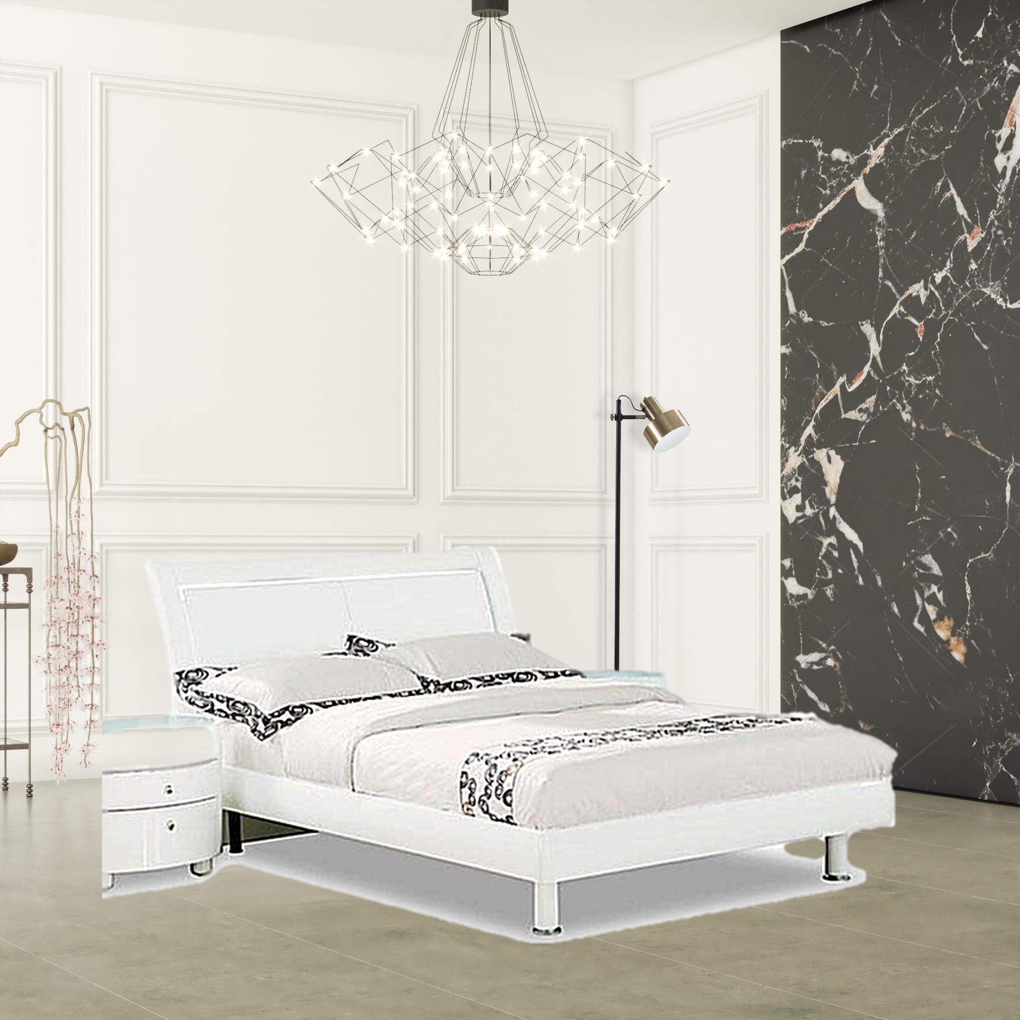 California King Tufted White Bed - Image 2