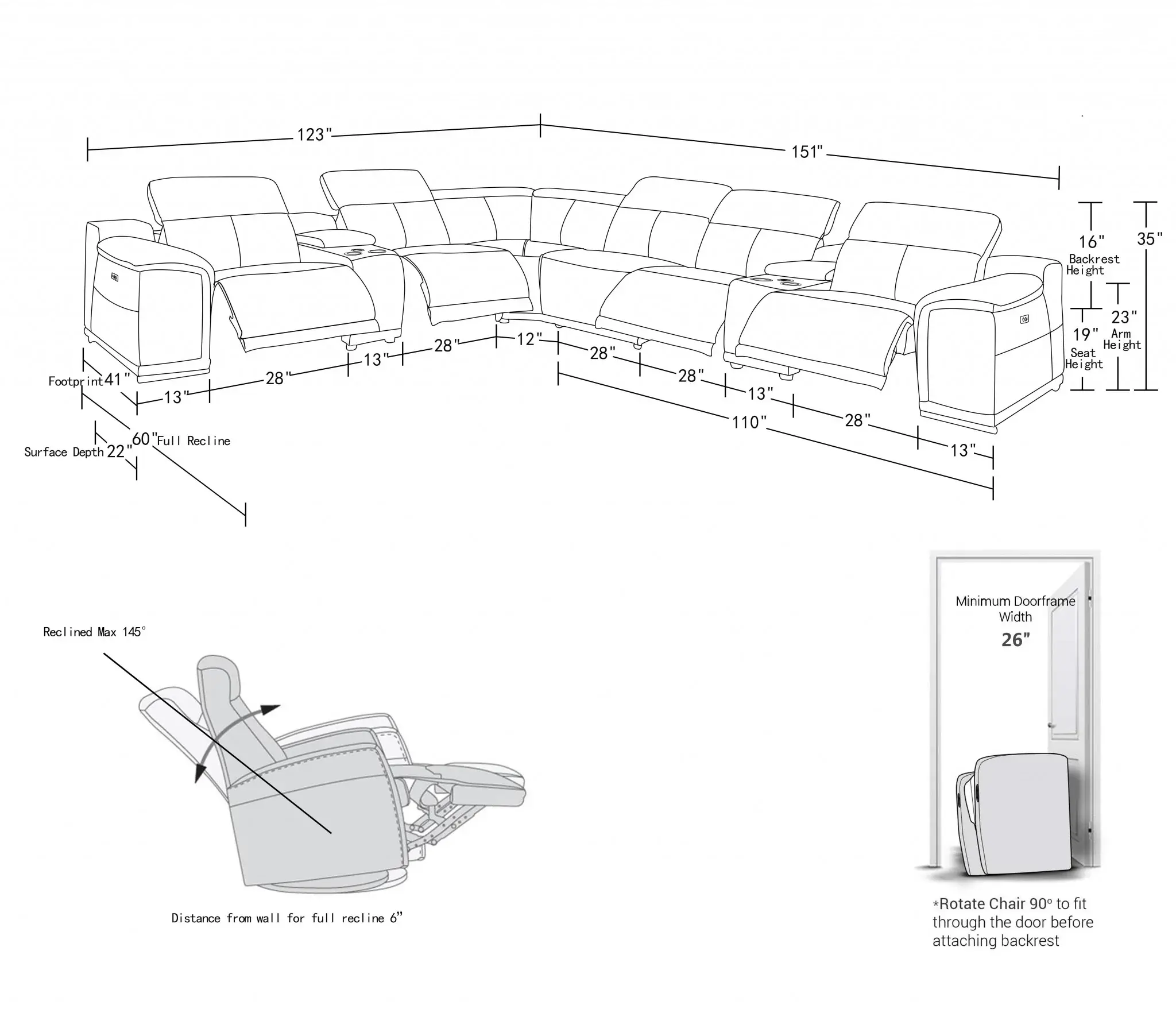 Camel Italian Leather Power Reclining U Shaped Eight Piece Corner Sectional With Console - Image 9