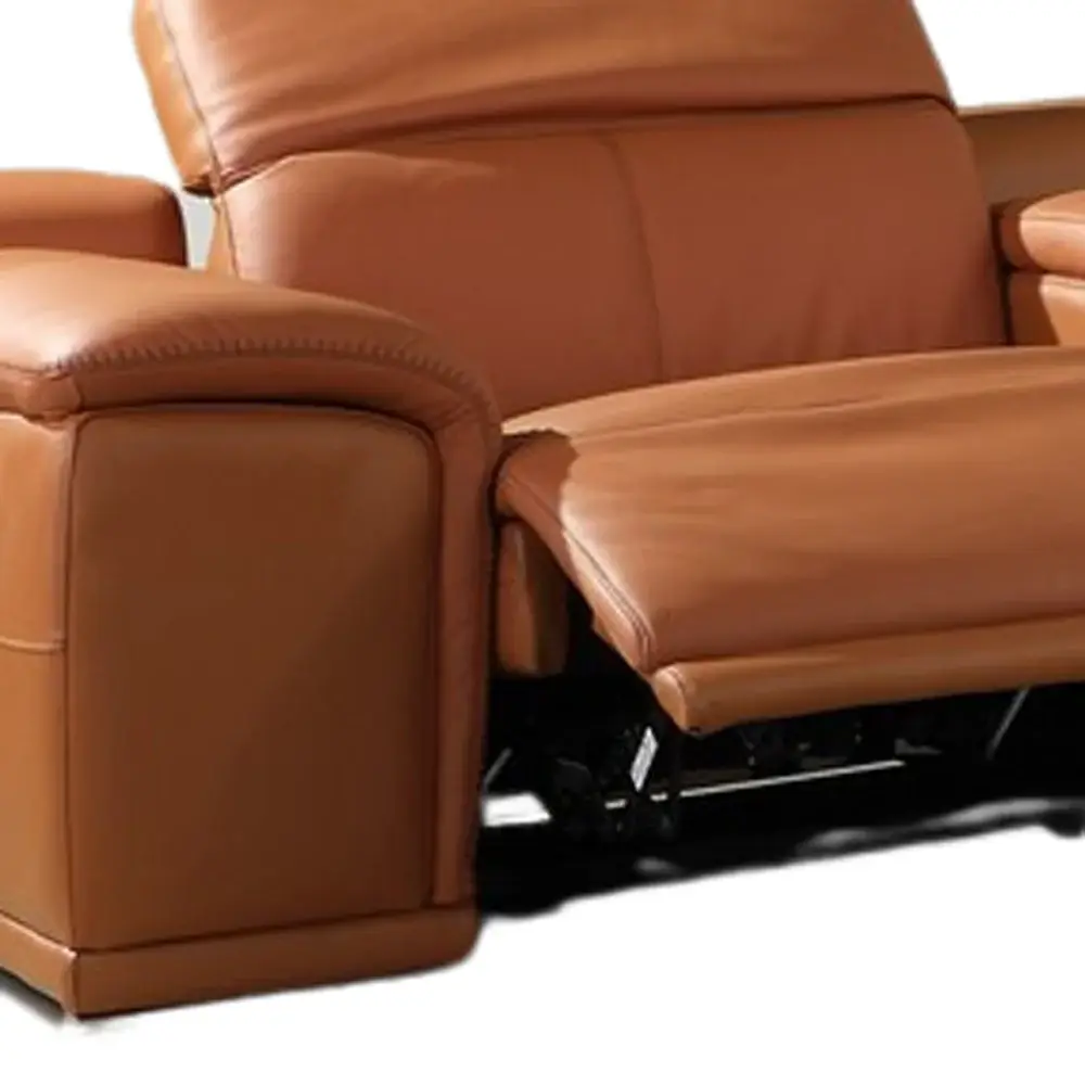 Camel Italian Leather Power Reclining U Shaped Six Piece Corner Sectional With Console - Image 4