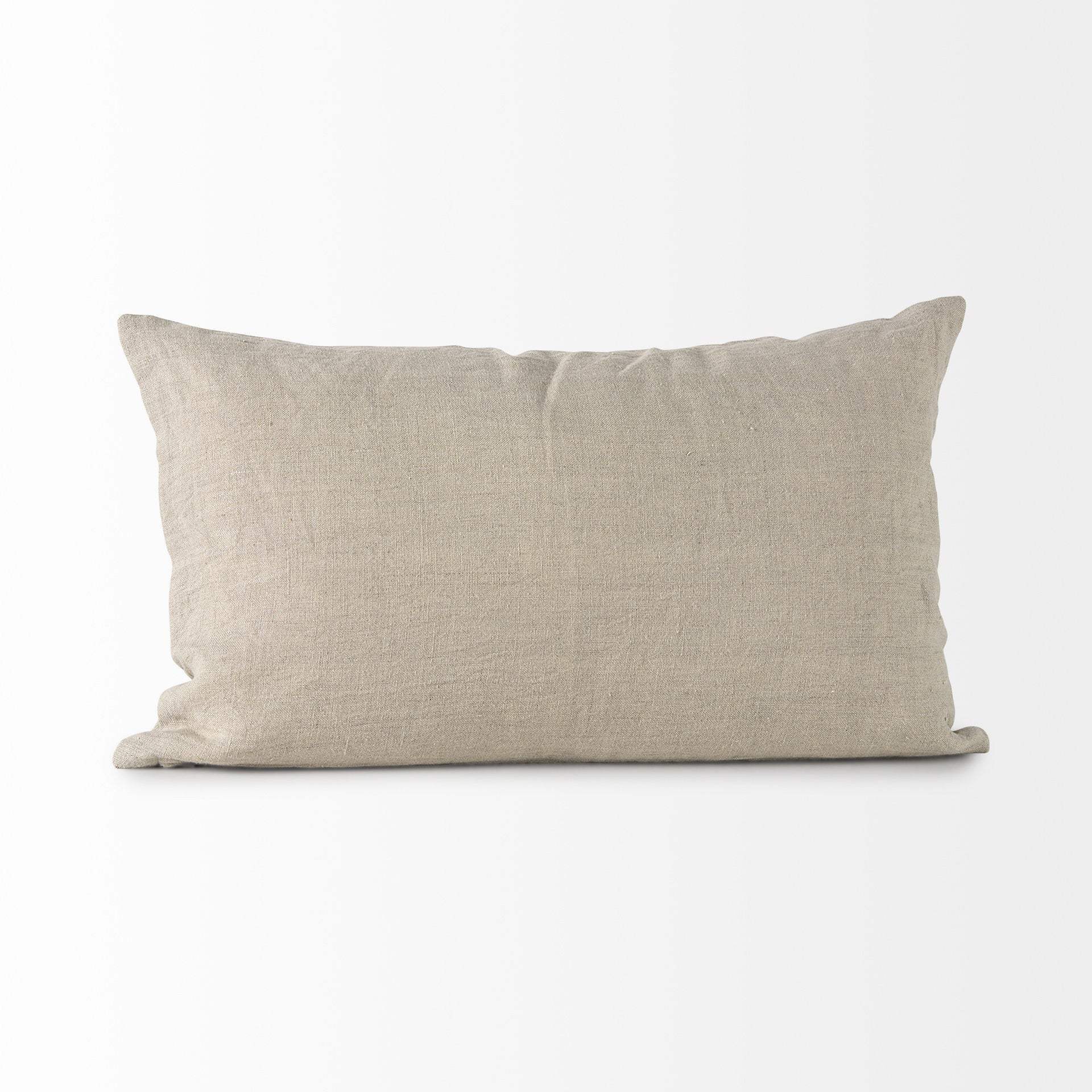 Canvas Beige And White Lumbar Accent Pillow Cover - Image 5