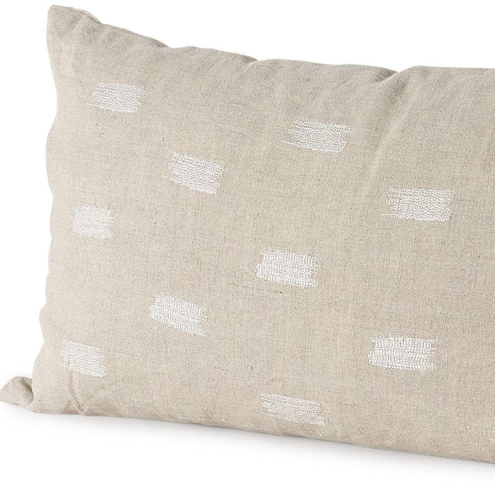 Canvas Beige And White Lumbar Accent Pillow Cover - Image 9