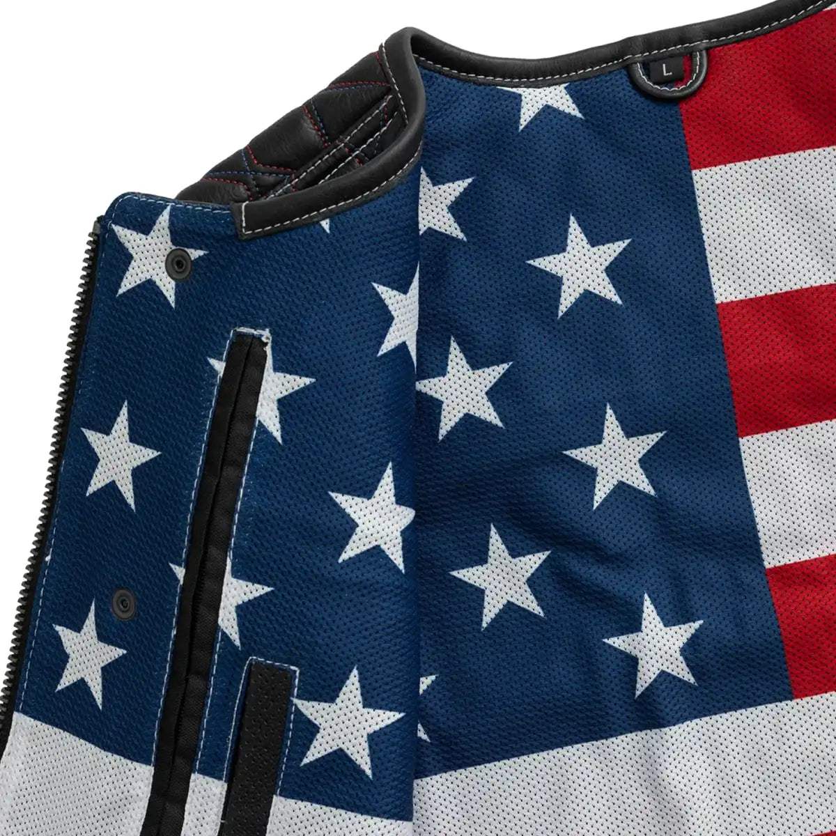 Captain Perforated Men's Motorcycle Leather Vest - Image 4