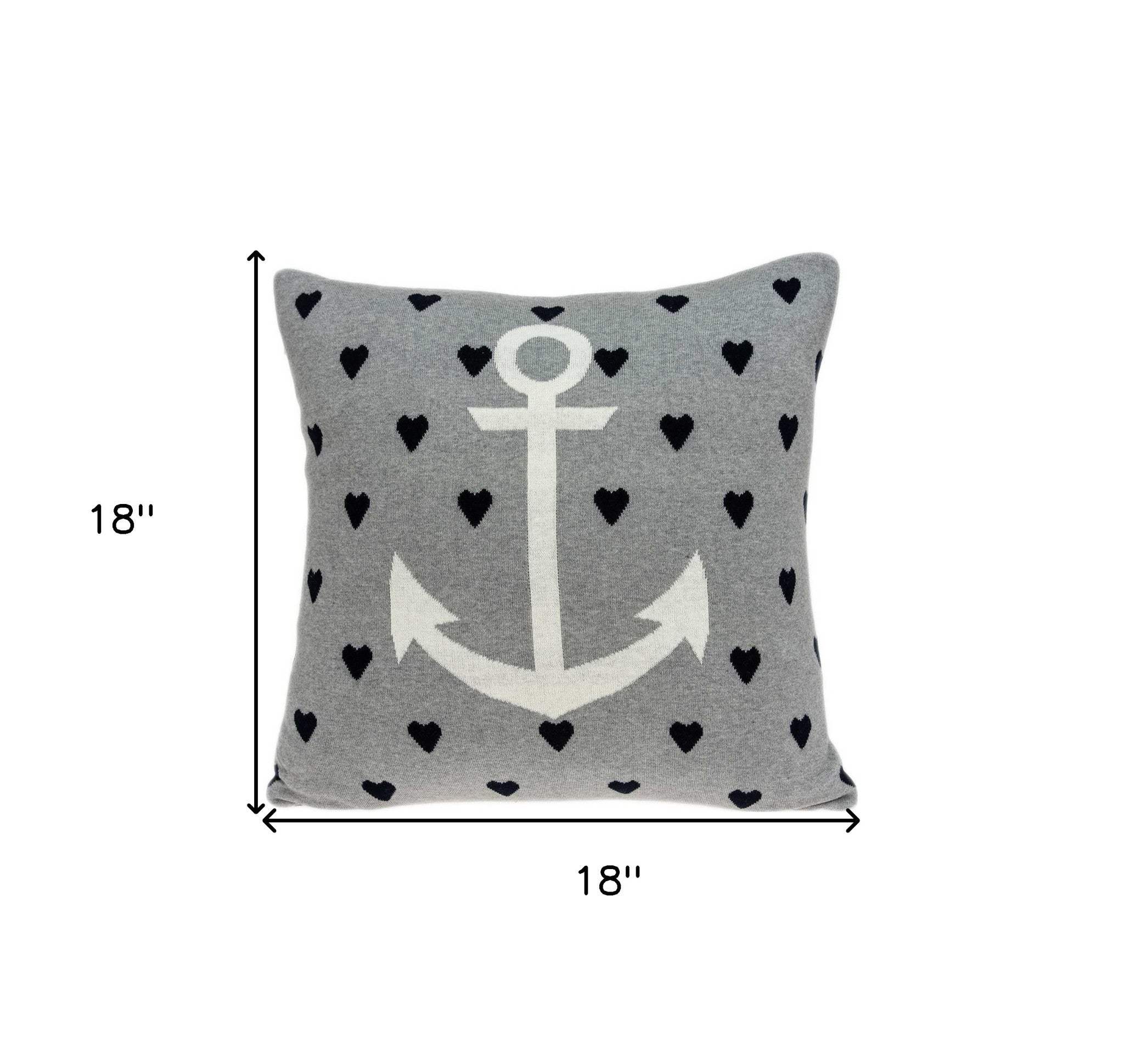 Casual Square Grey Nautical Anchor Accent Pillow - Image 4