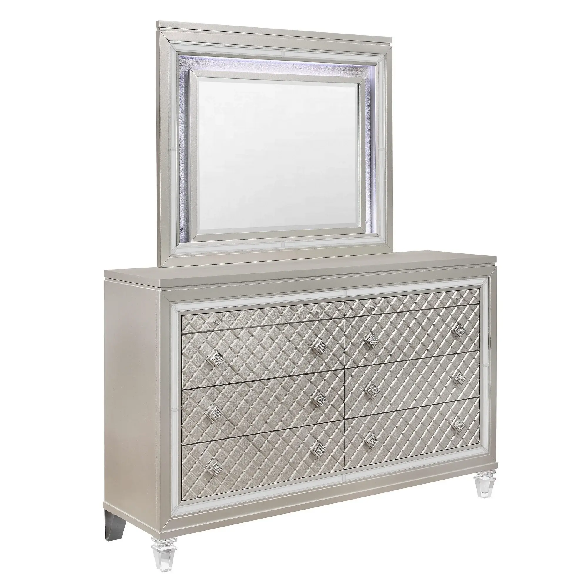 Champagne Toned Mirror Frame With A Lovely Mirrored Accents - Image 2