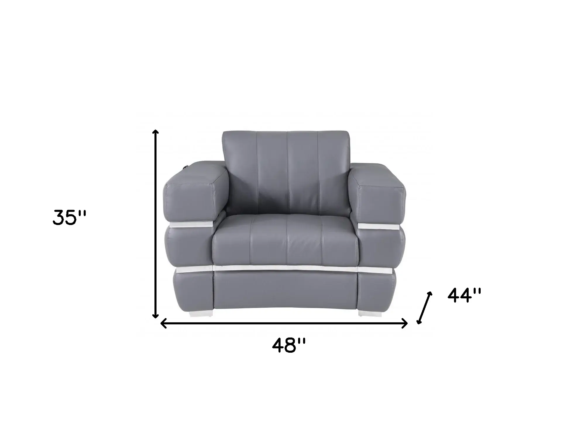 Charcoal Gray Stripe Top Grade Italian Leather Chair - Image 7