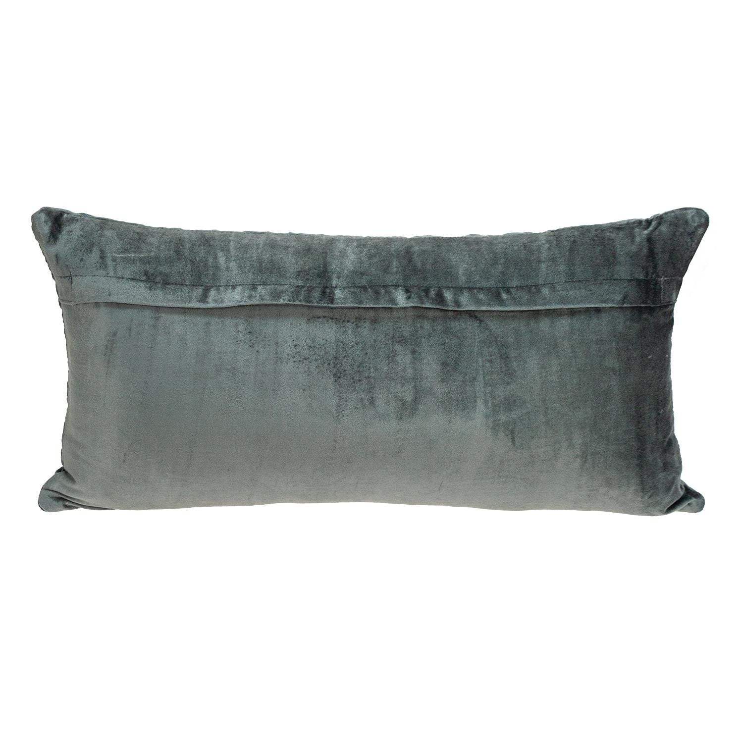 Charcoal Quilted Velvet Geo Lumbar Decorative Pillow - Image 3