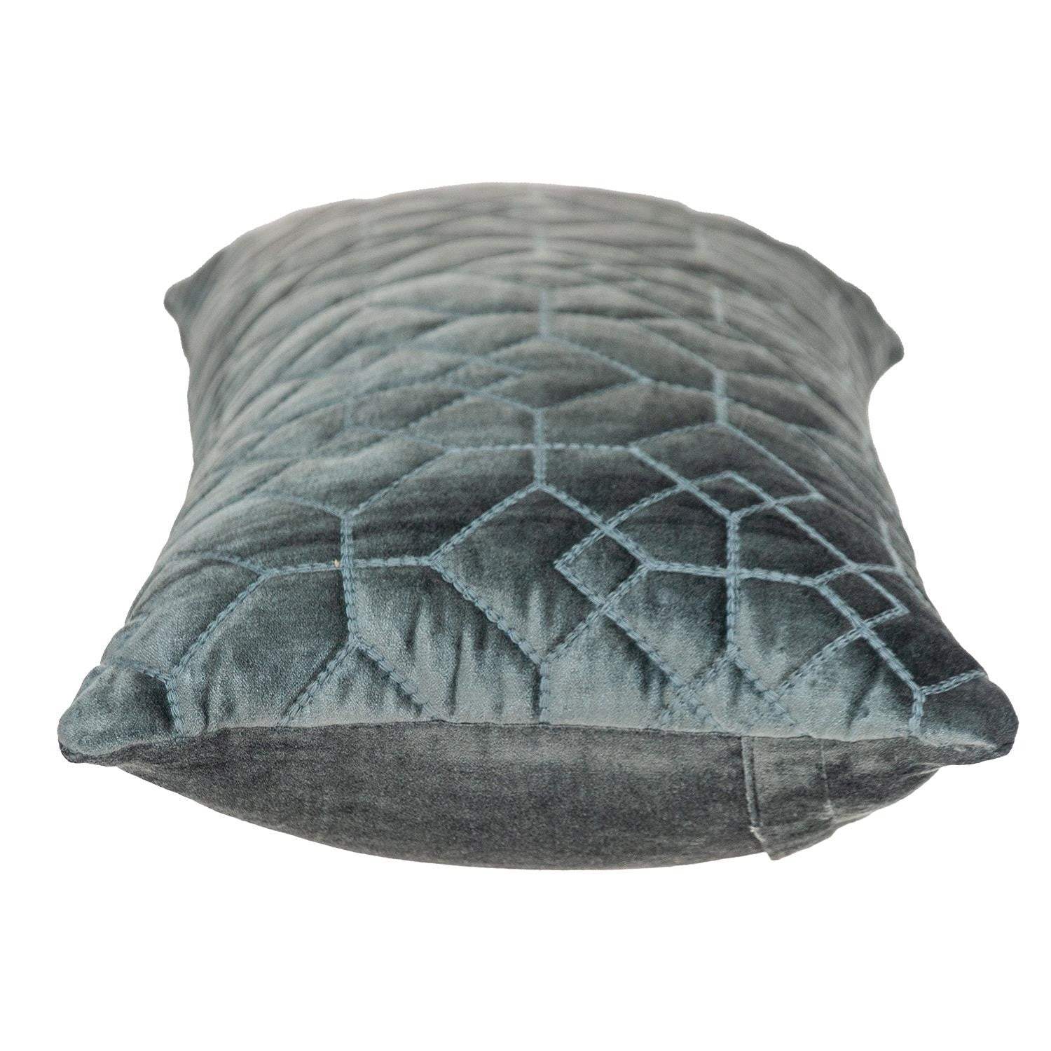 Charcoal Quilted Velvet Geo Lumbar Decorative Pillow - Image 4