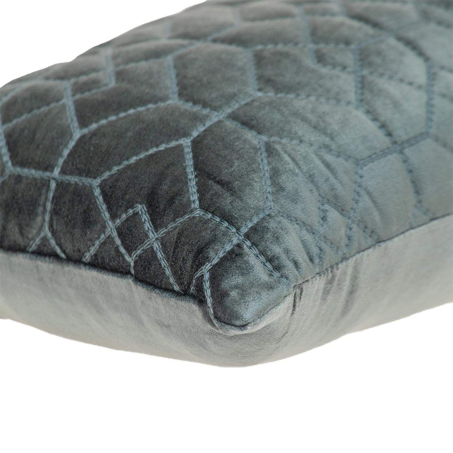 Charcoal Quilted Velvet Geo Lumbar Decorative Pillow - Image 5