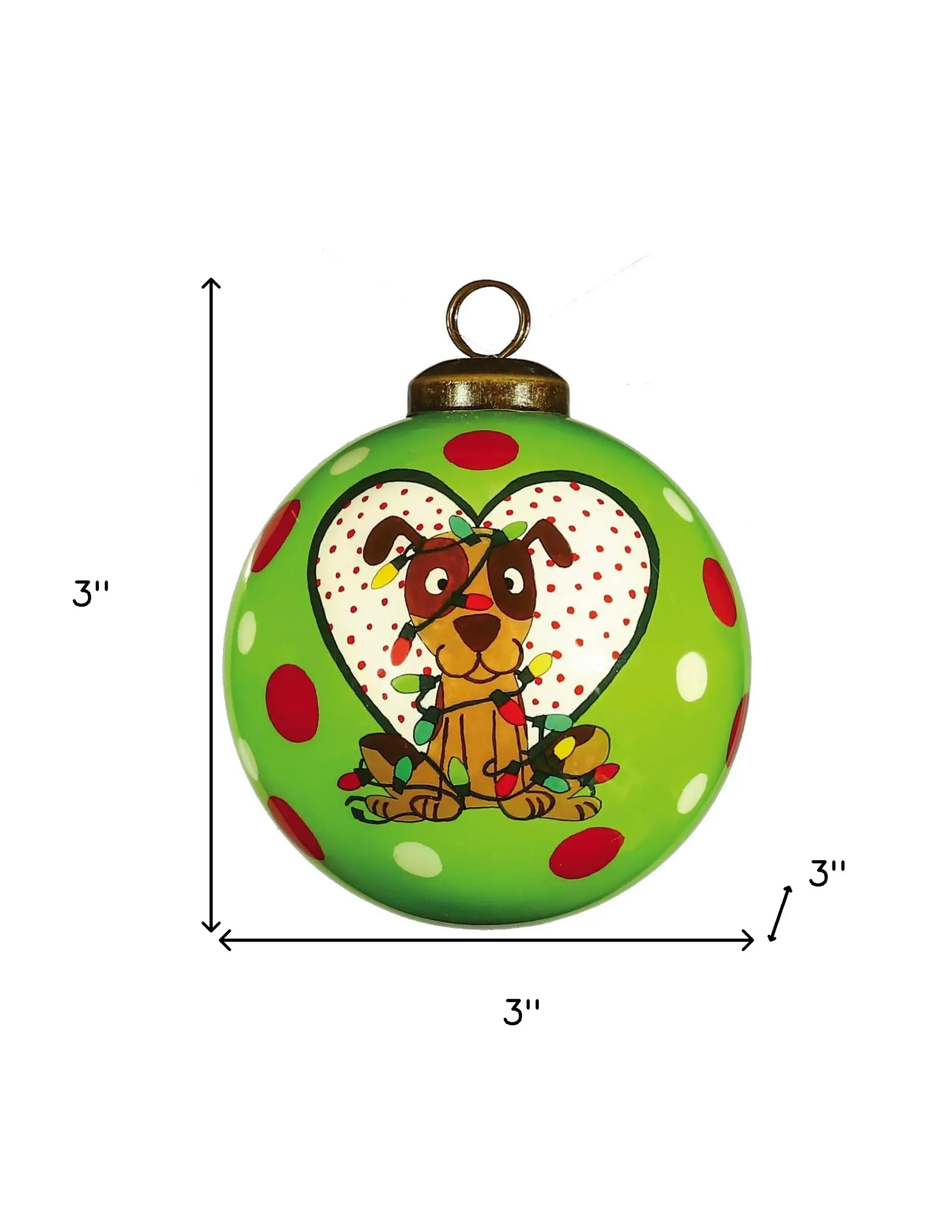Charming Dog in a Heart Hand Painted Mouth Blown Glass Ornament - Image 5