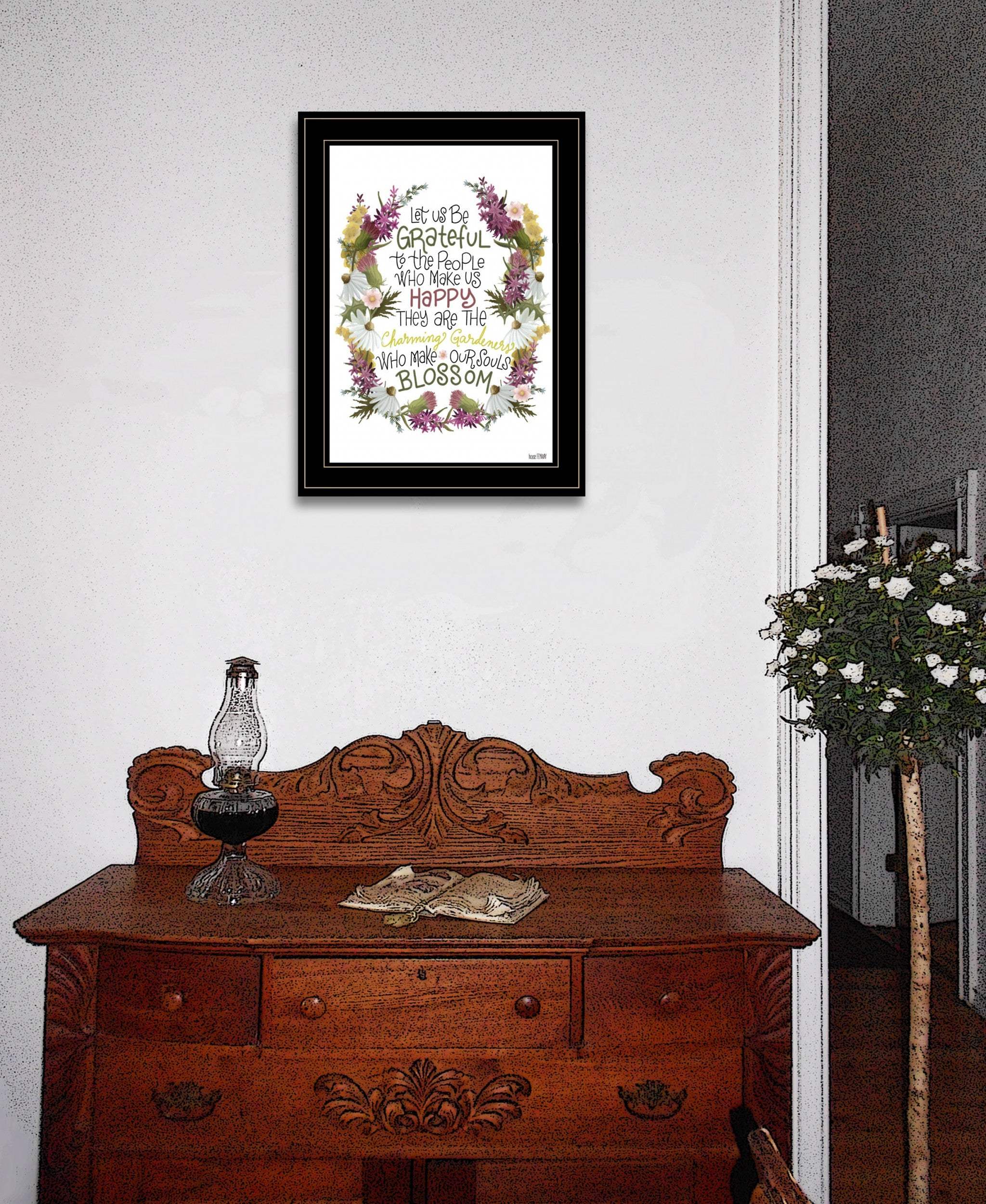 Charming Garden 1 Black Framed Print Wall Art - Image 4