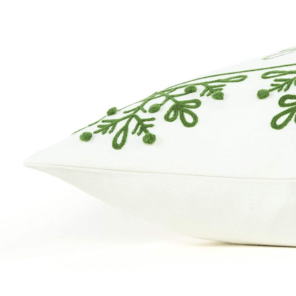 Chase the Snowflakes Green and White Decorative Throw Pillow - Image 2
