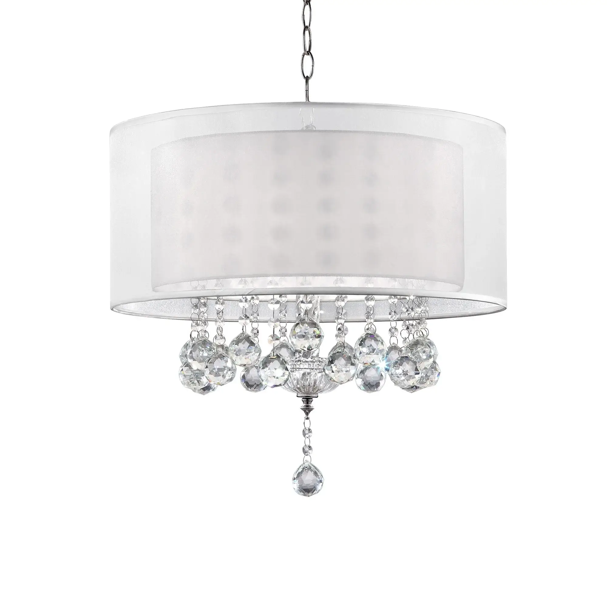 Chic Silver Ceiling Lamp with Crystal Accents and Silver Shade - Image 2