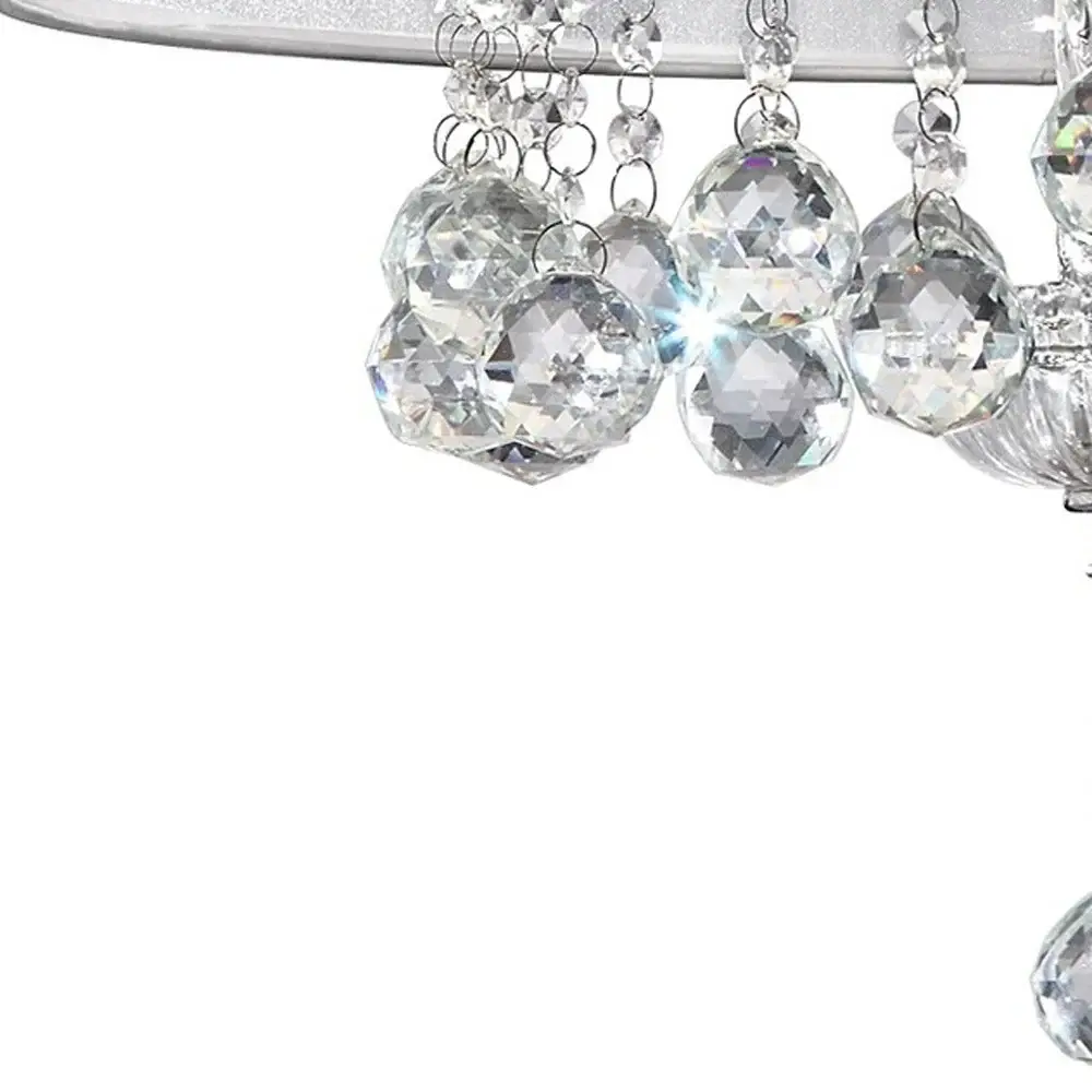 Chic Silver Ceiling Lamp with Crystal Accents and Silver Shade - Image 4