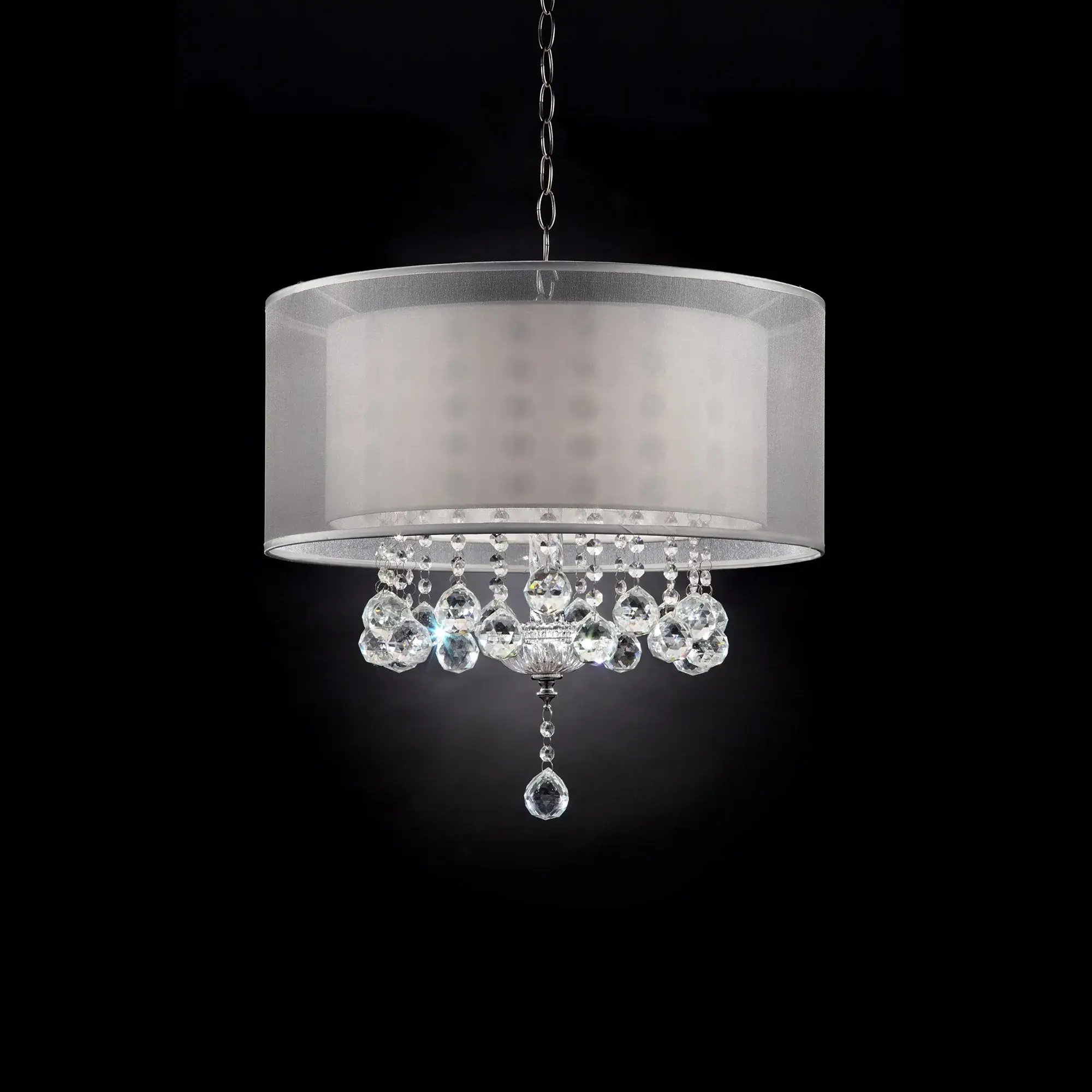Chic Silver Ceiling Lamp with Crystal Accents and Silver Shade - Image 5