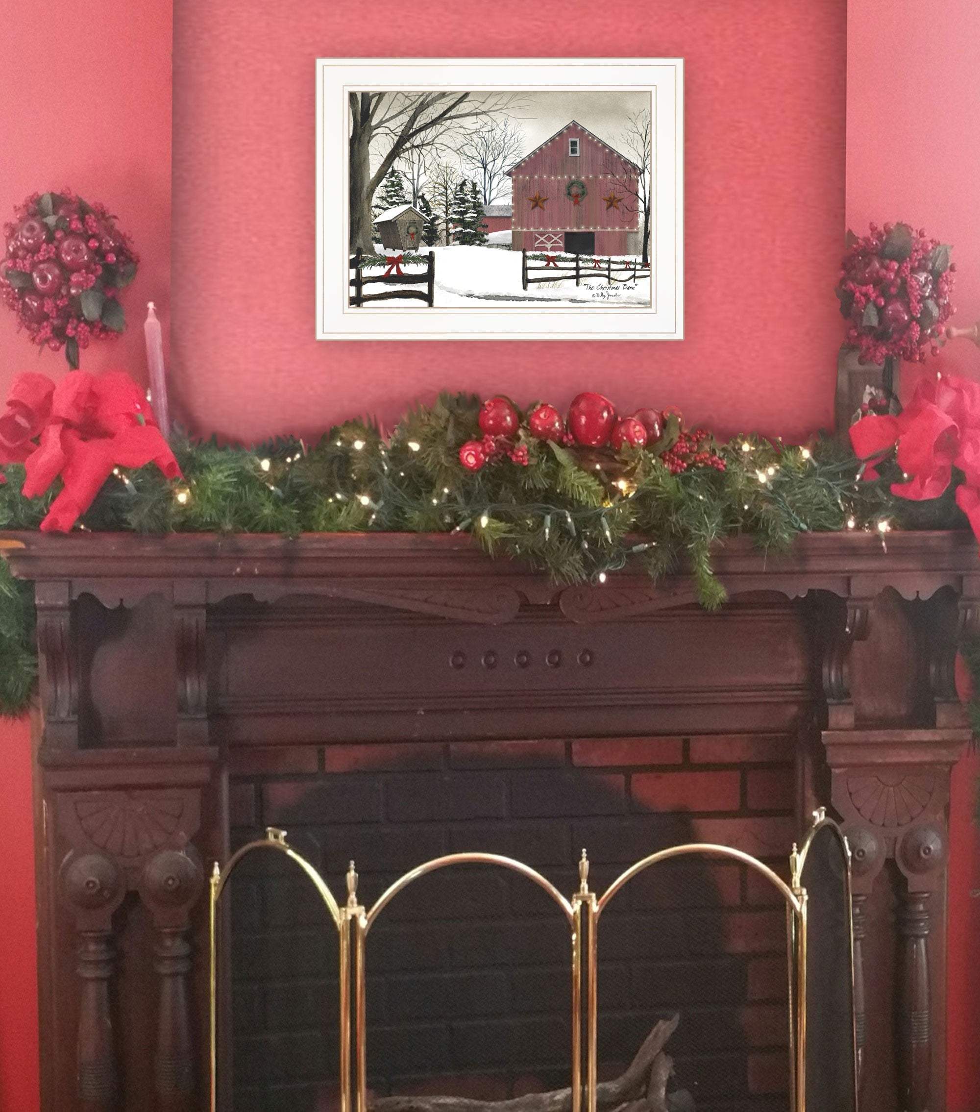 Christmas Barn 1 White Framed Print Wall Art - Image 4