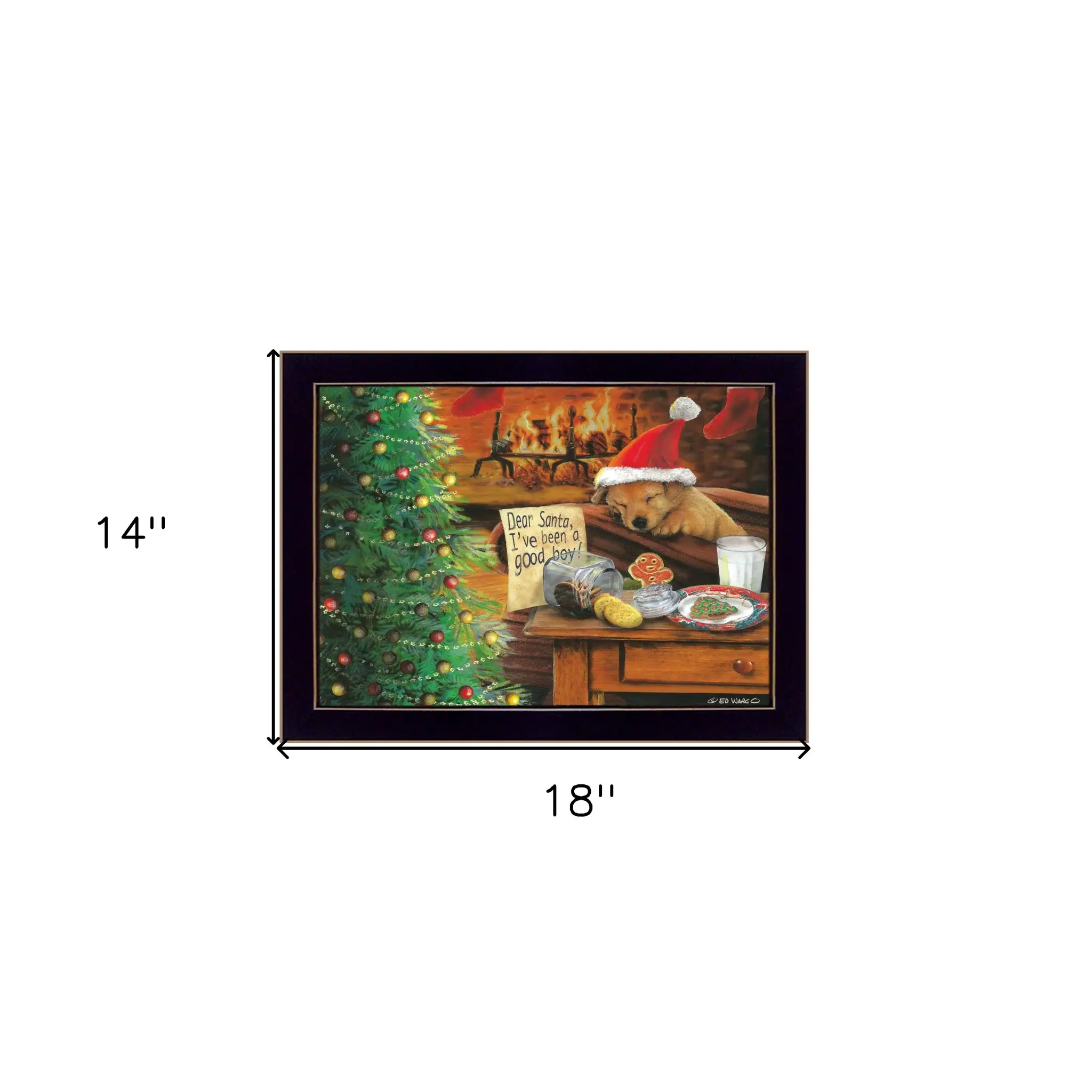 Christmas Eve Puppy Black Framed Print Wall Art - Image 5
