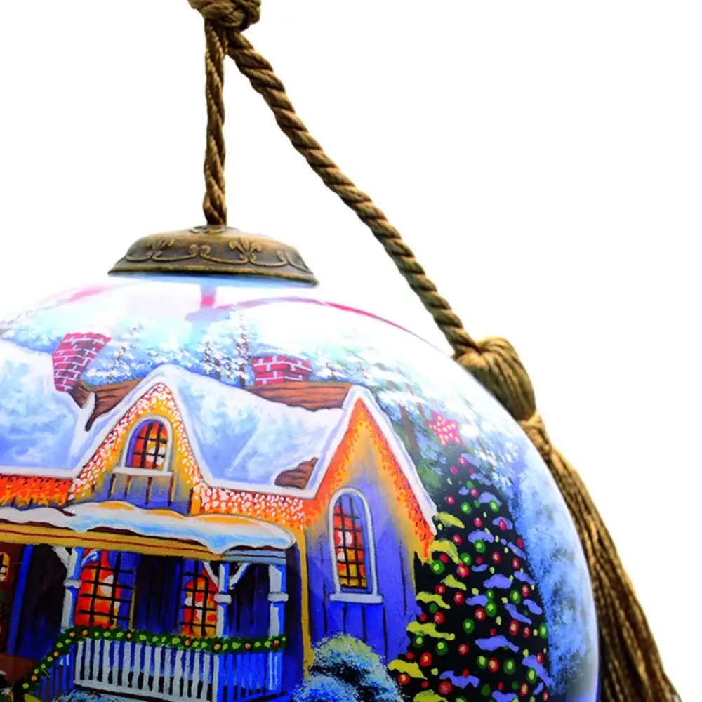 Christmas Home and Horse Carriage Hand Painted Mouth Blown Glass Ornament - Image 4