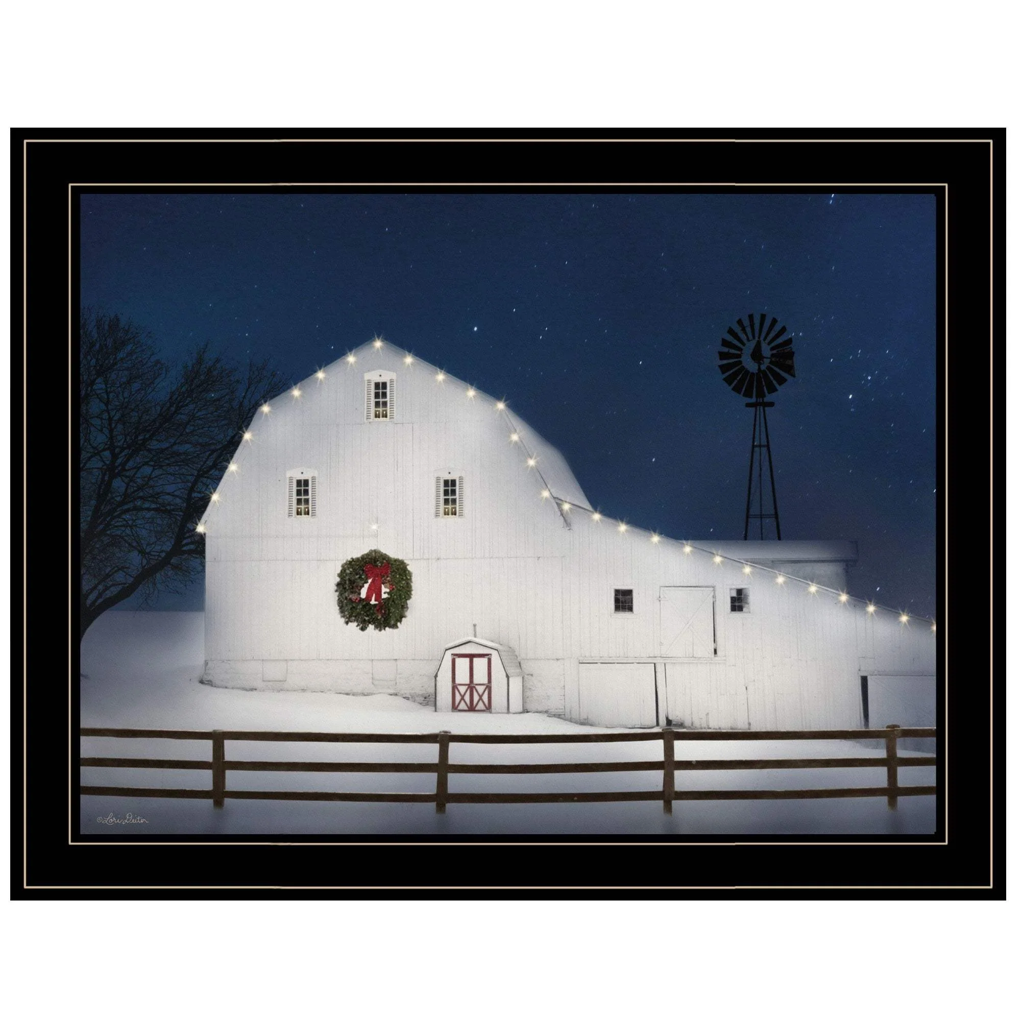 Christmas Starry Night 2 Black Framed Print Wall Art - Image 2