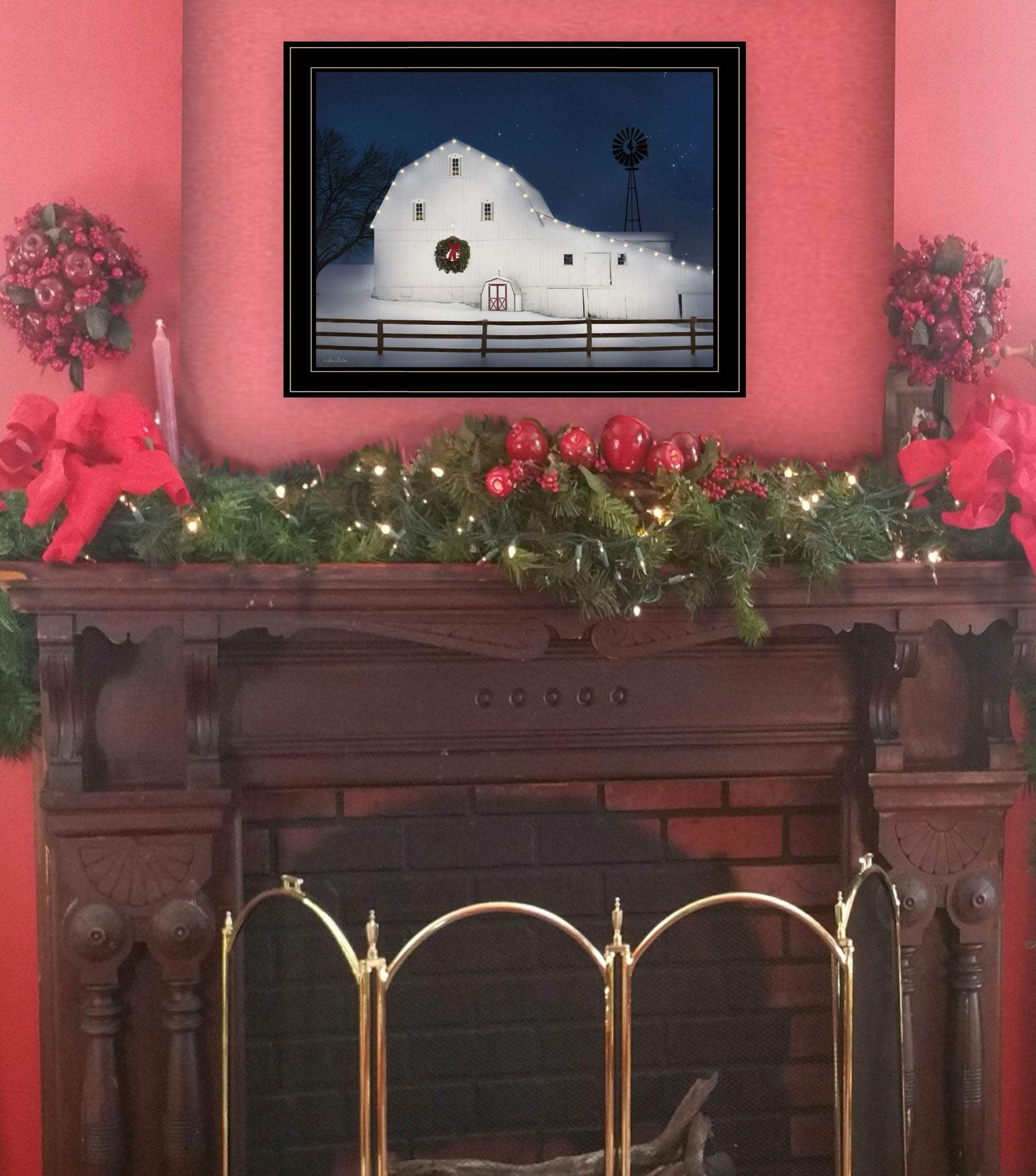 Christmas Starry Night 2 Black Framed Print Wall Art - Image 4